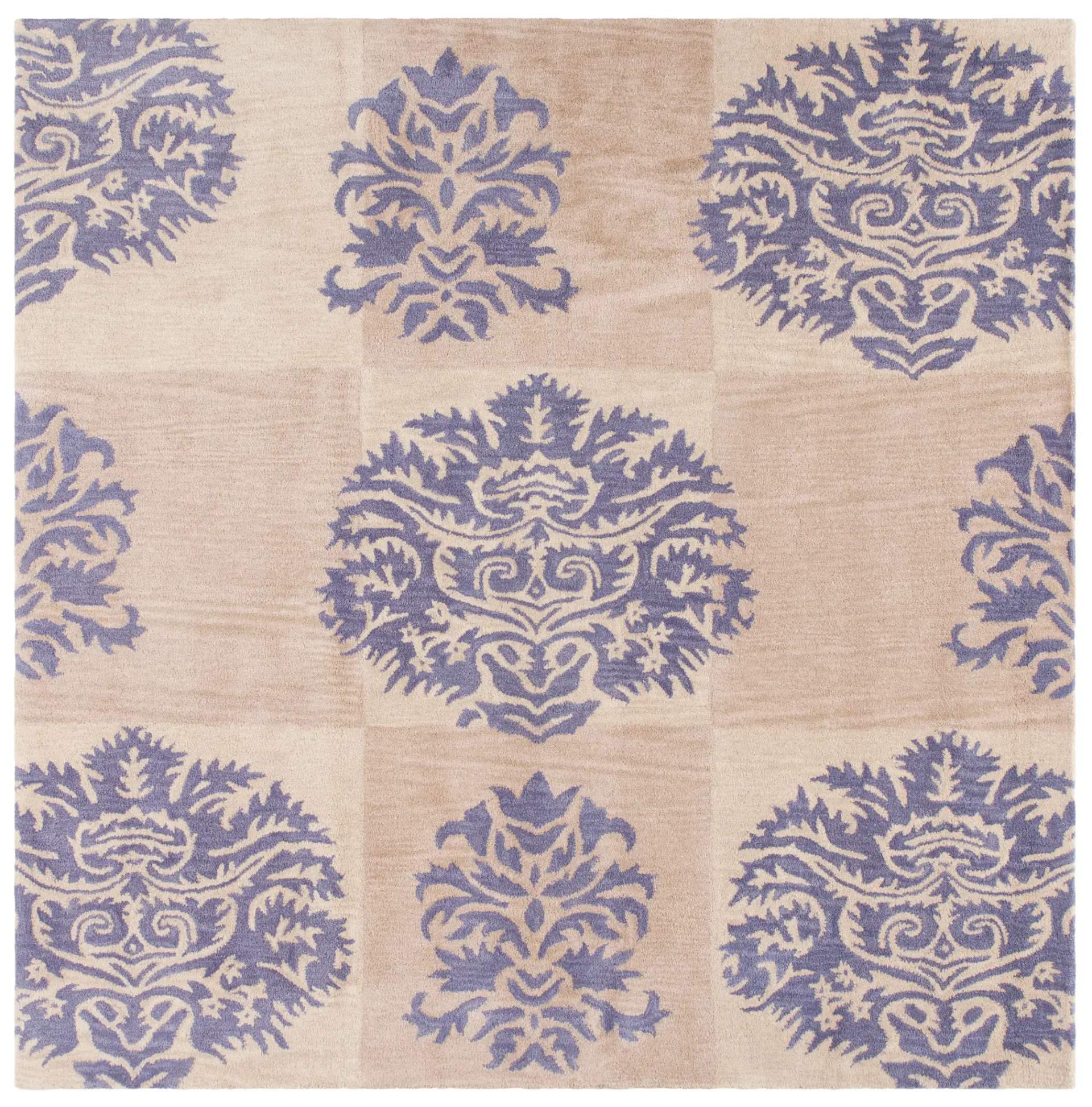 Wyndham Damask Block Hand-Tufted Wool Rug
