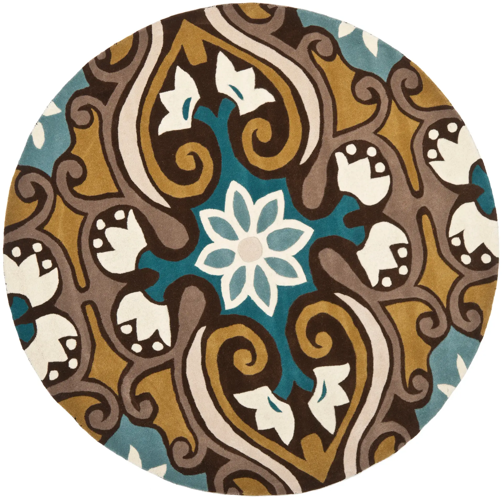 Wyndham Botanical Scroll Hand-Tufted Wool Rug
