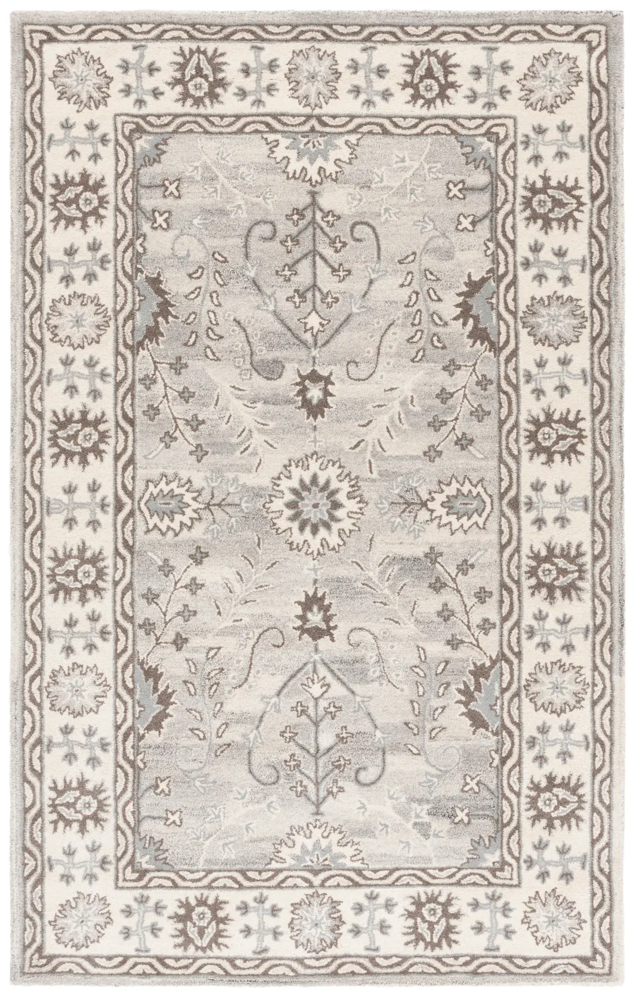 Wyndham Traditional Floral Bordered Hand-Tufted Wool Rug