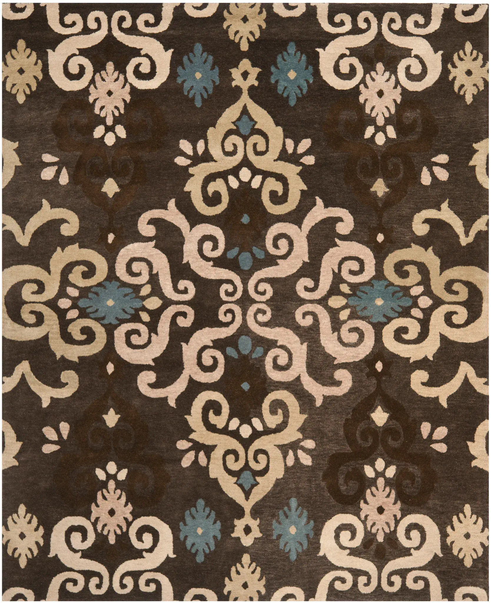 Wyndham Scrolling Damask Hand-Tufted Wool Rug