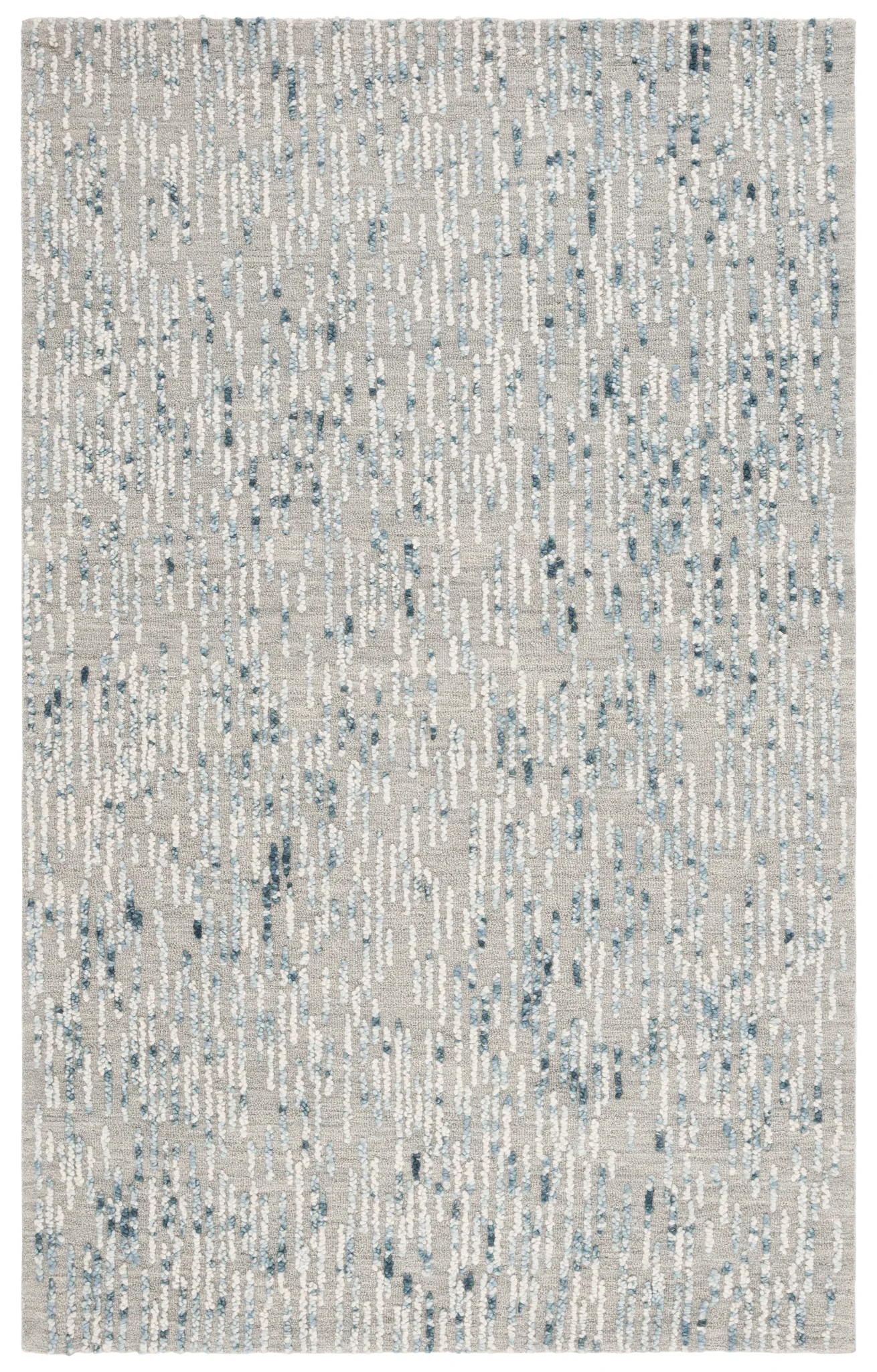 Abstract Dashed Stripe Hand-Tufted Wool Rug in Gray / Blue