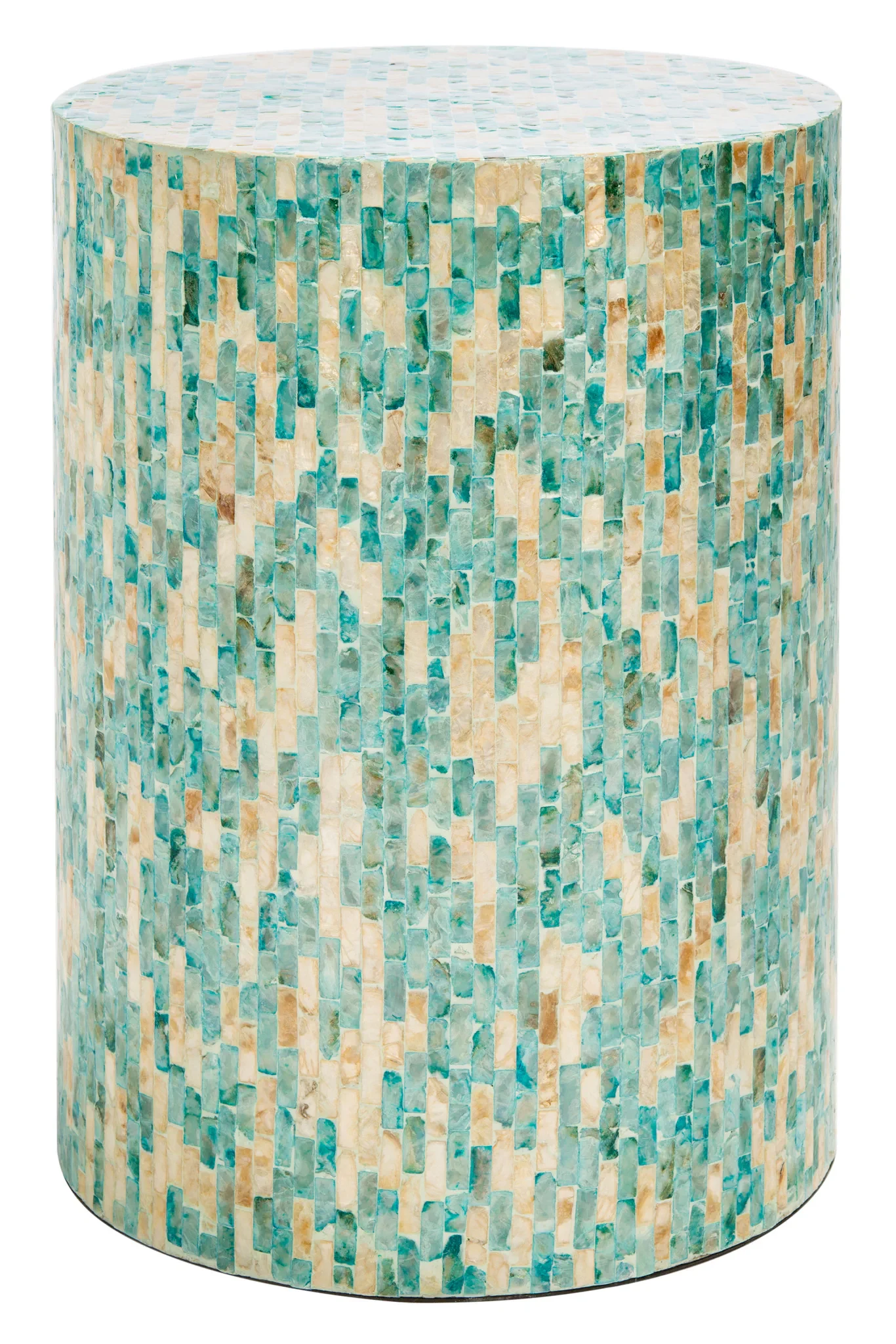 Presley Round Accent Table in Blue / Gold