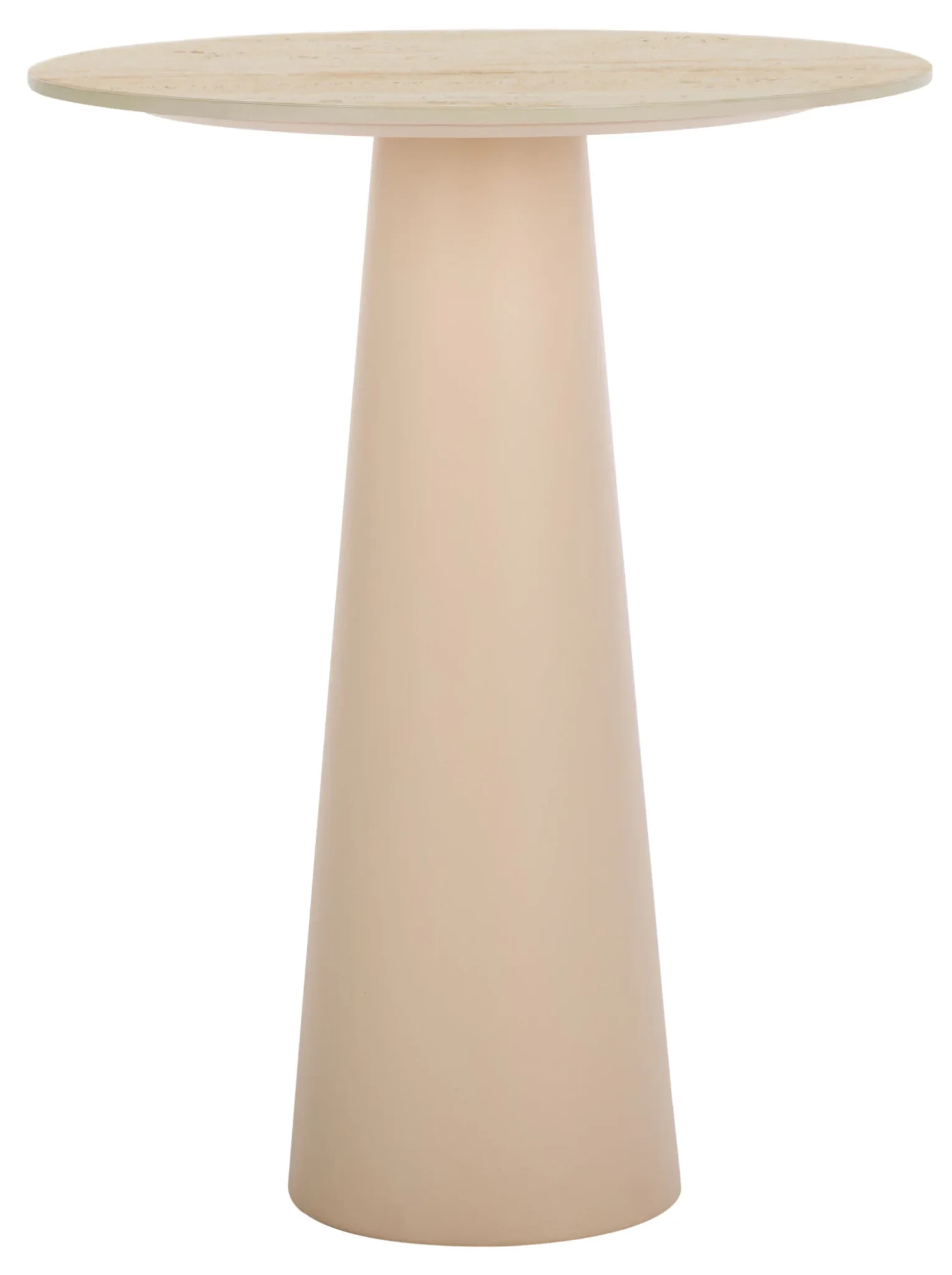 Nurem Short Ceramic Side Table in Beige Ceramic / Beige