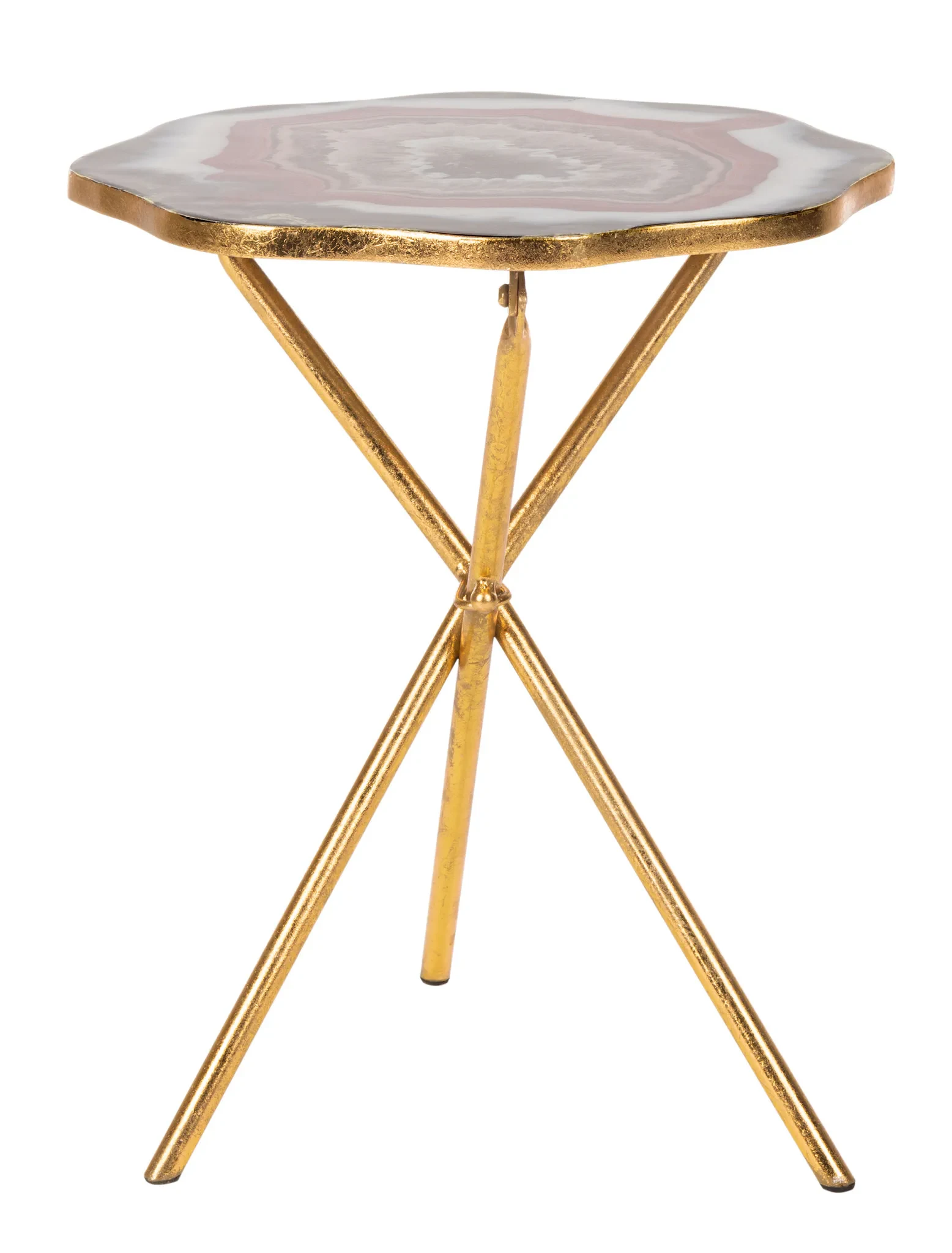 Celeste Faux Agate Side Table in Multi Blue / Gold