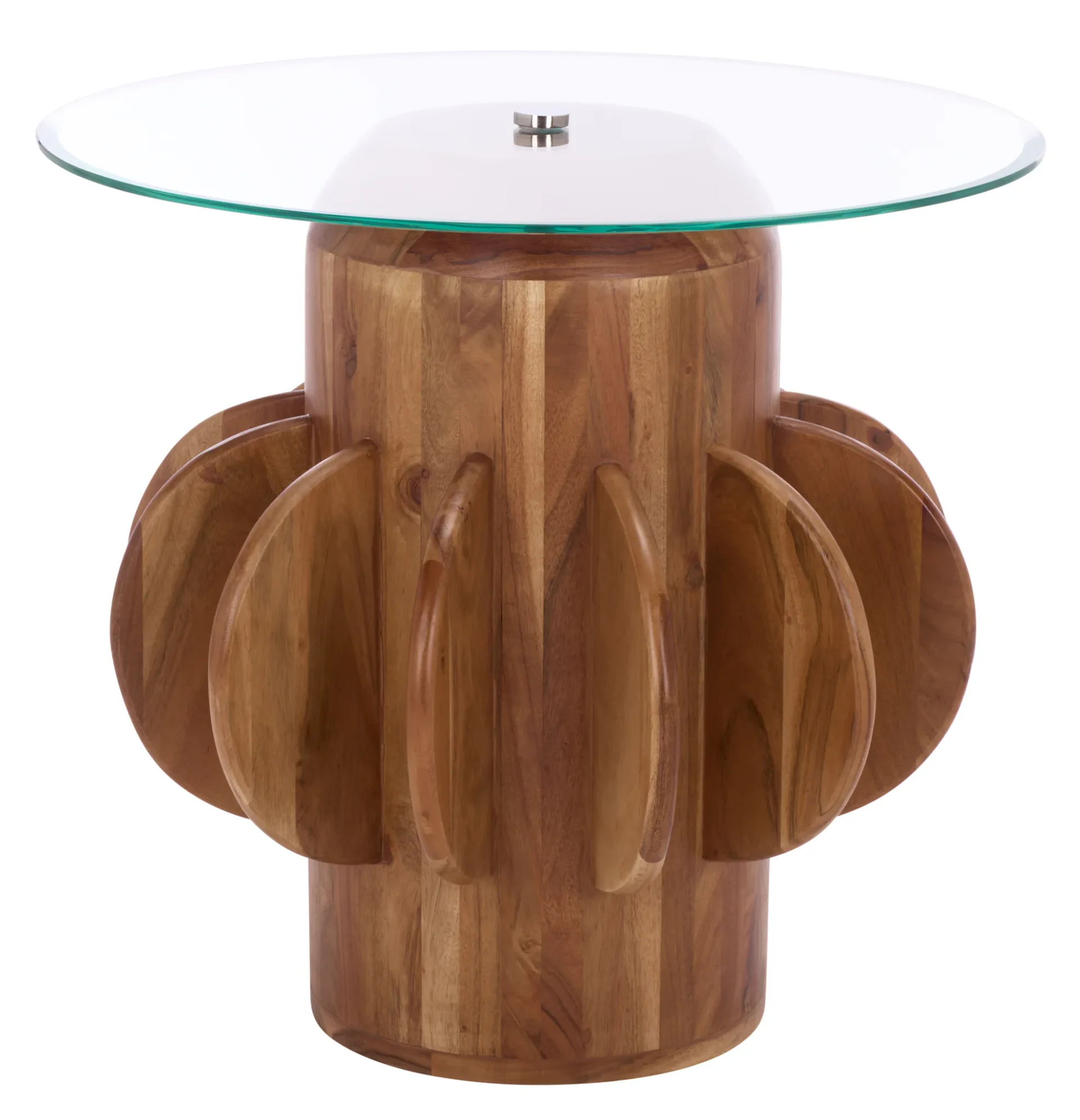 Marata Glass Side Table in Glass / Walnut