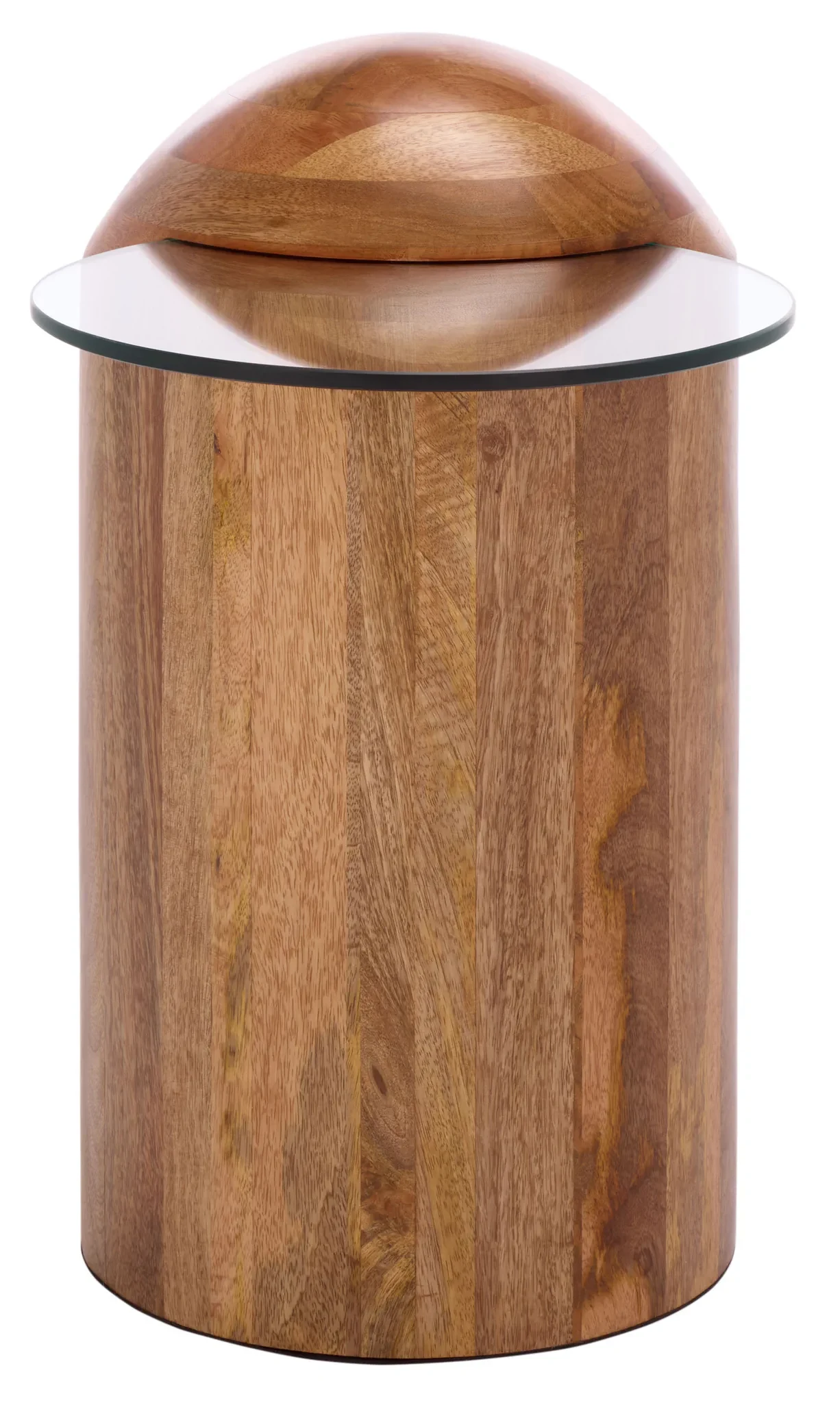 Cuban Accent Table in Glass / Walnut
