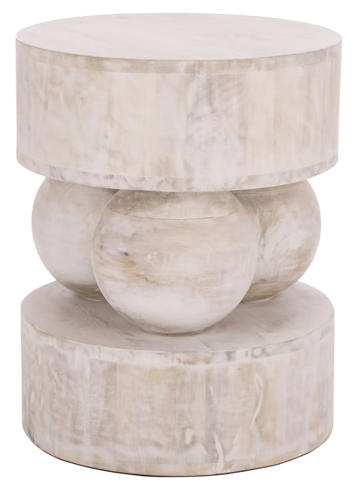 Xavier Round Accent Table in White Washed