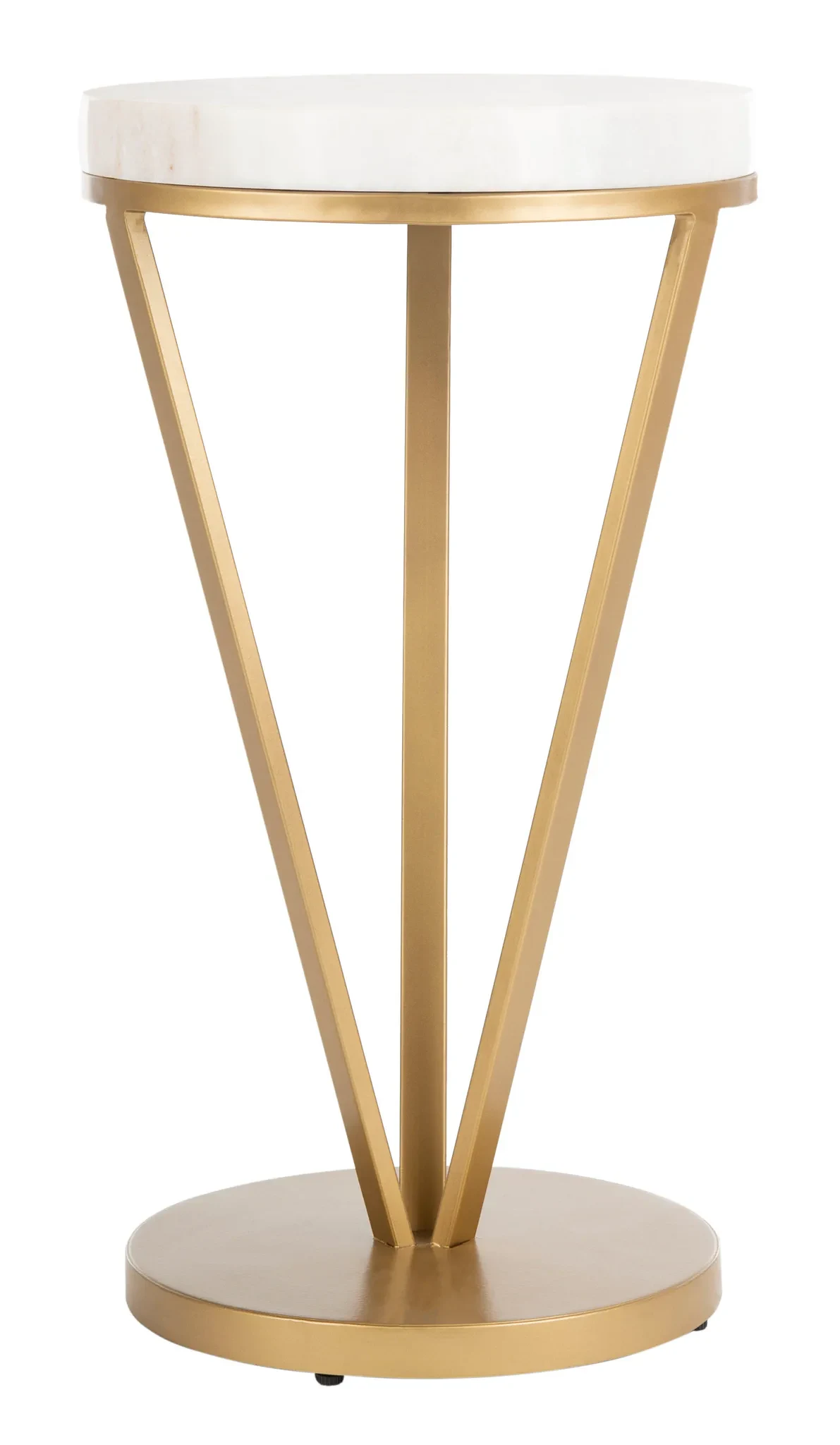 Theia Accent Table in White Marble / Gold