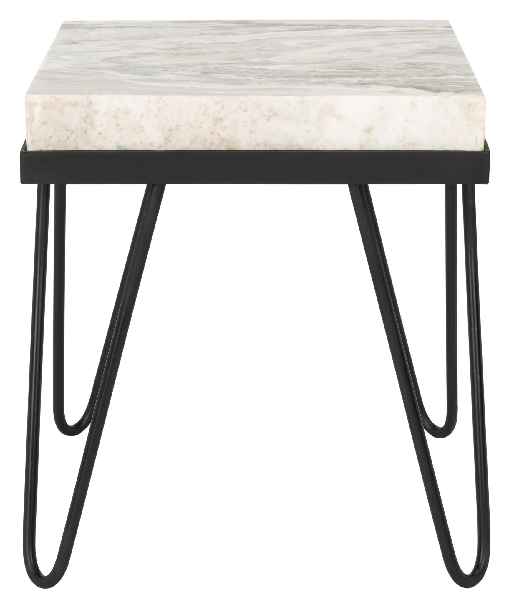 Jada Stone Top Accent Table in Multicolor Gray Stone / Black