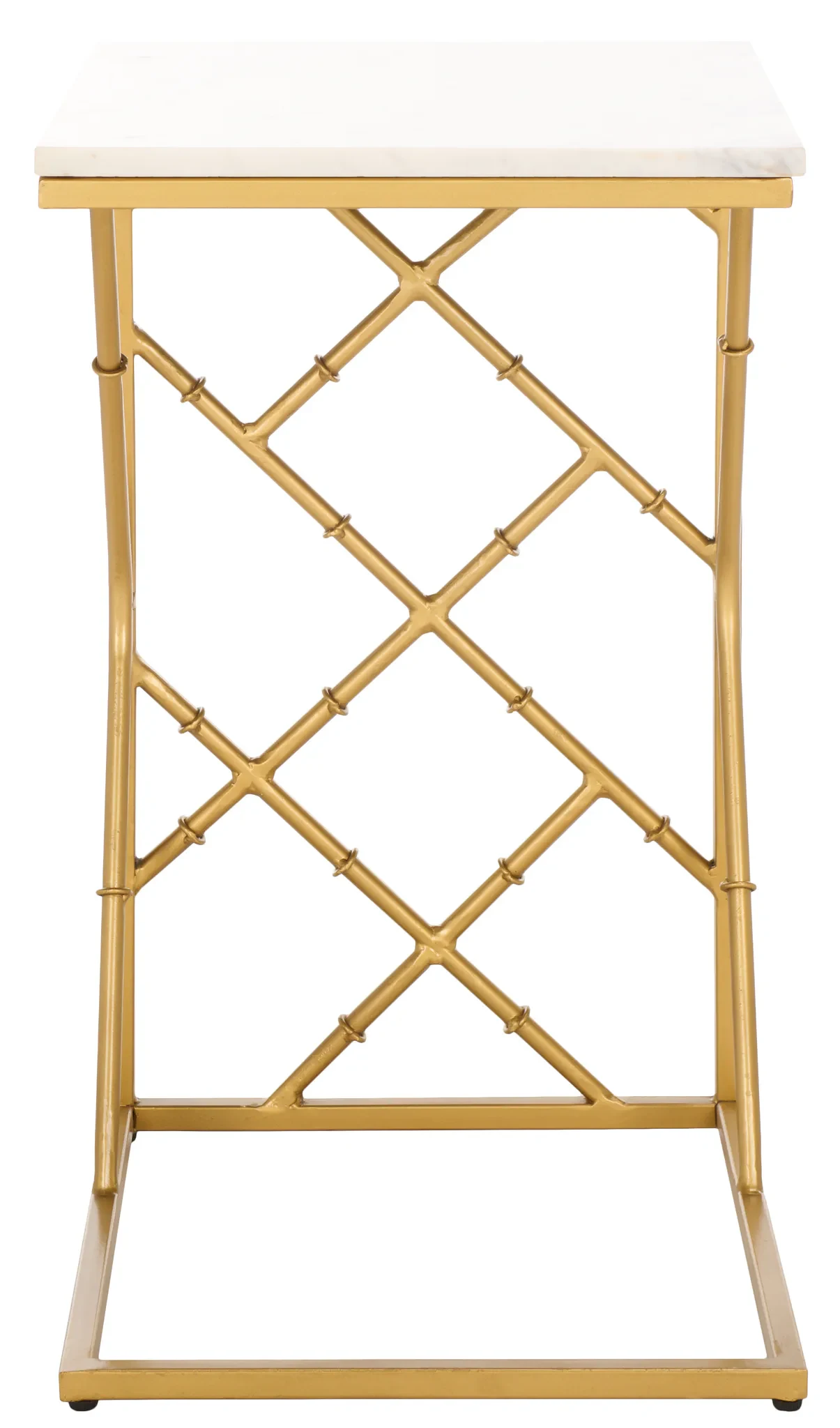 Keston Marble C-Table in White Marble / Gold