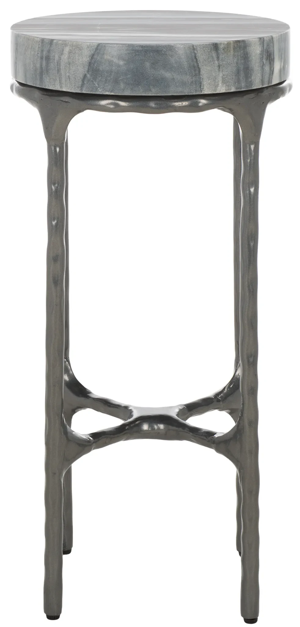 Castiel Hammered Side Table in Gray Marble