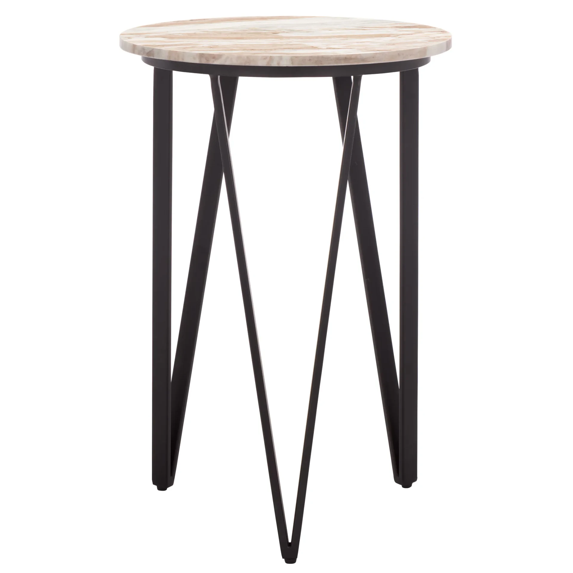 Reni Marble Side Table in Brown / Black