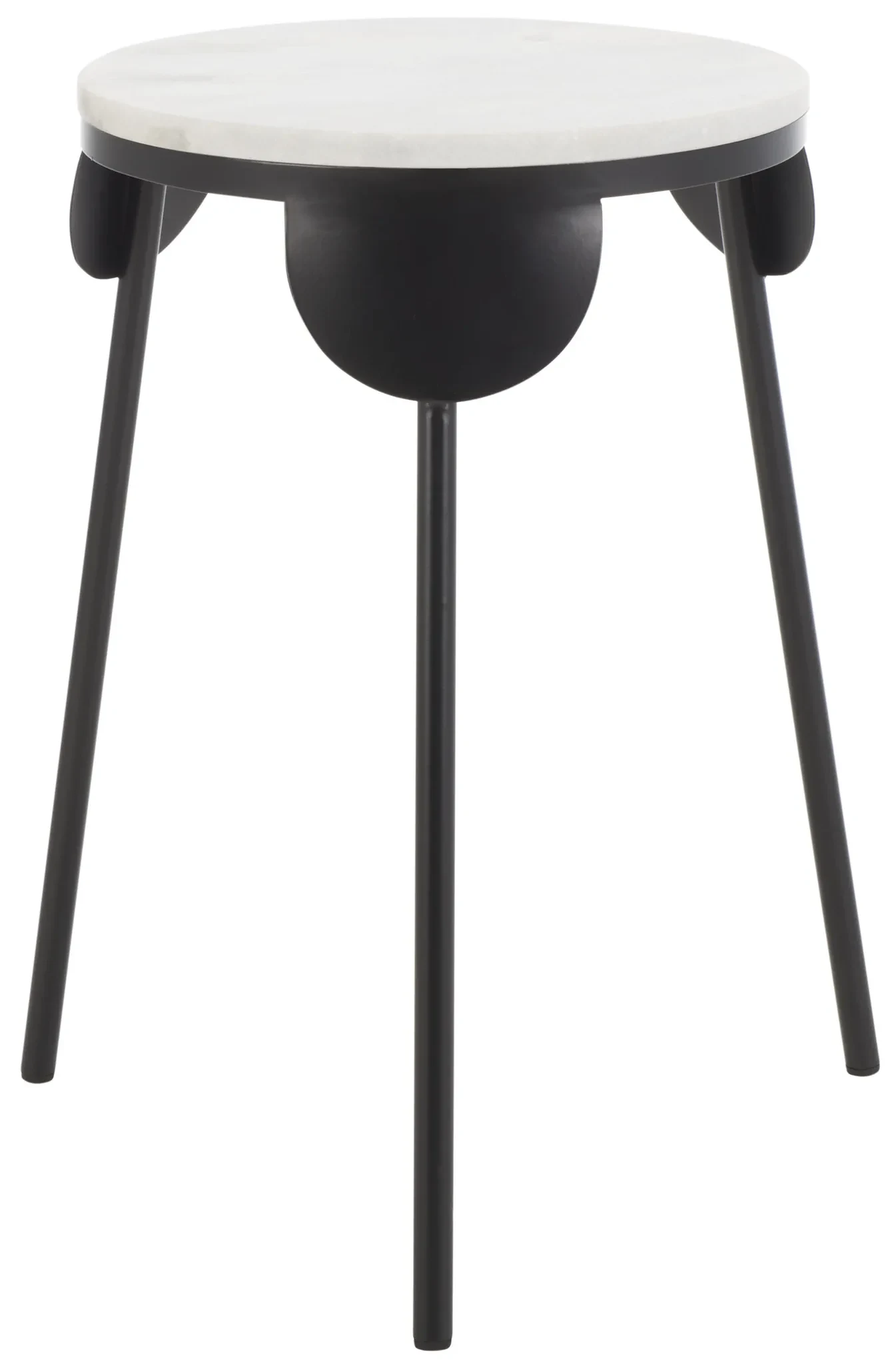 Everbrooke Round Accent Table in White Marble / Black