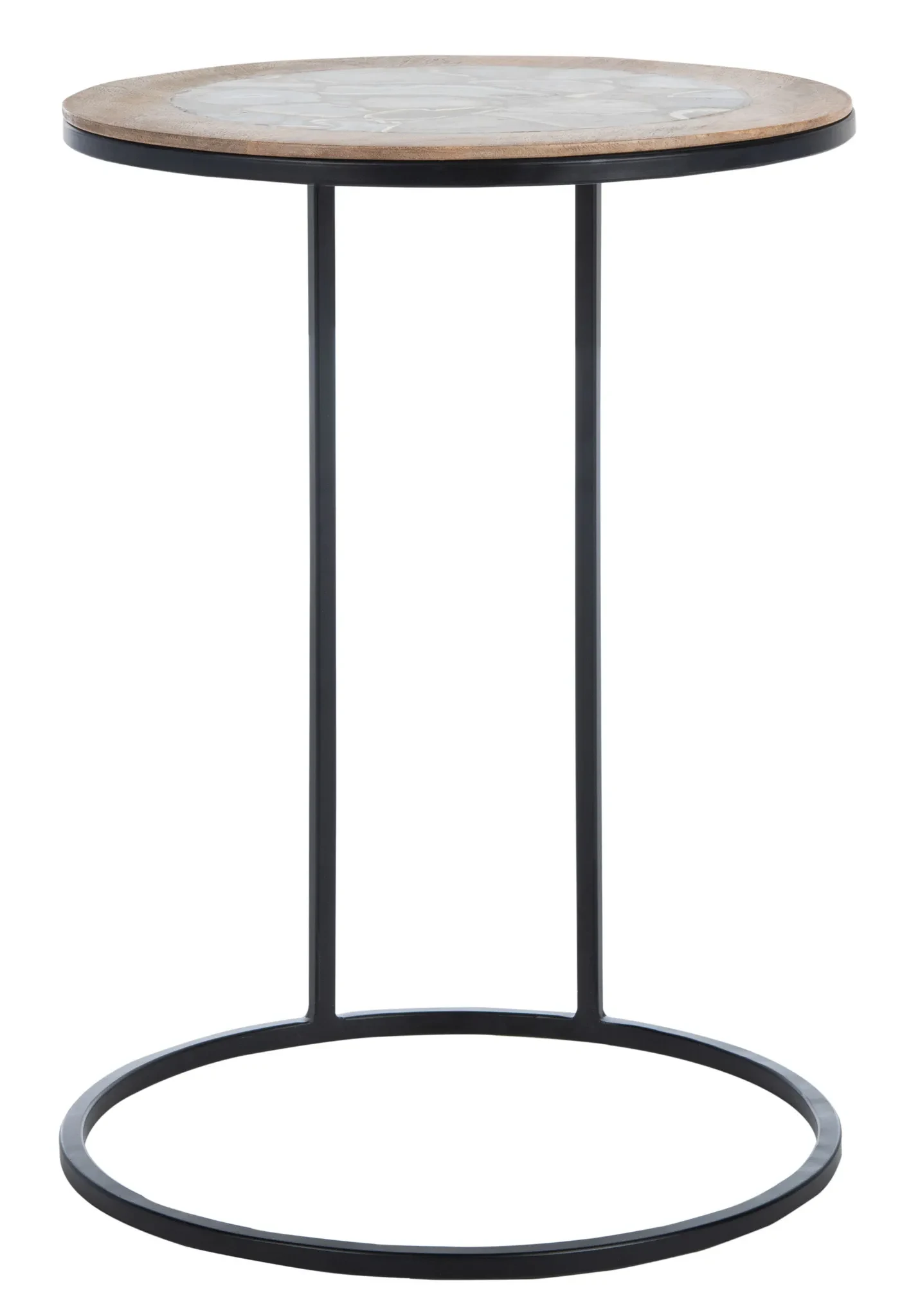 Gemma Agate Side Table in White / Black