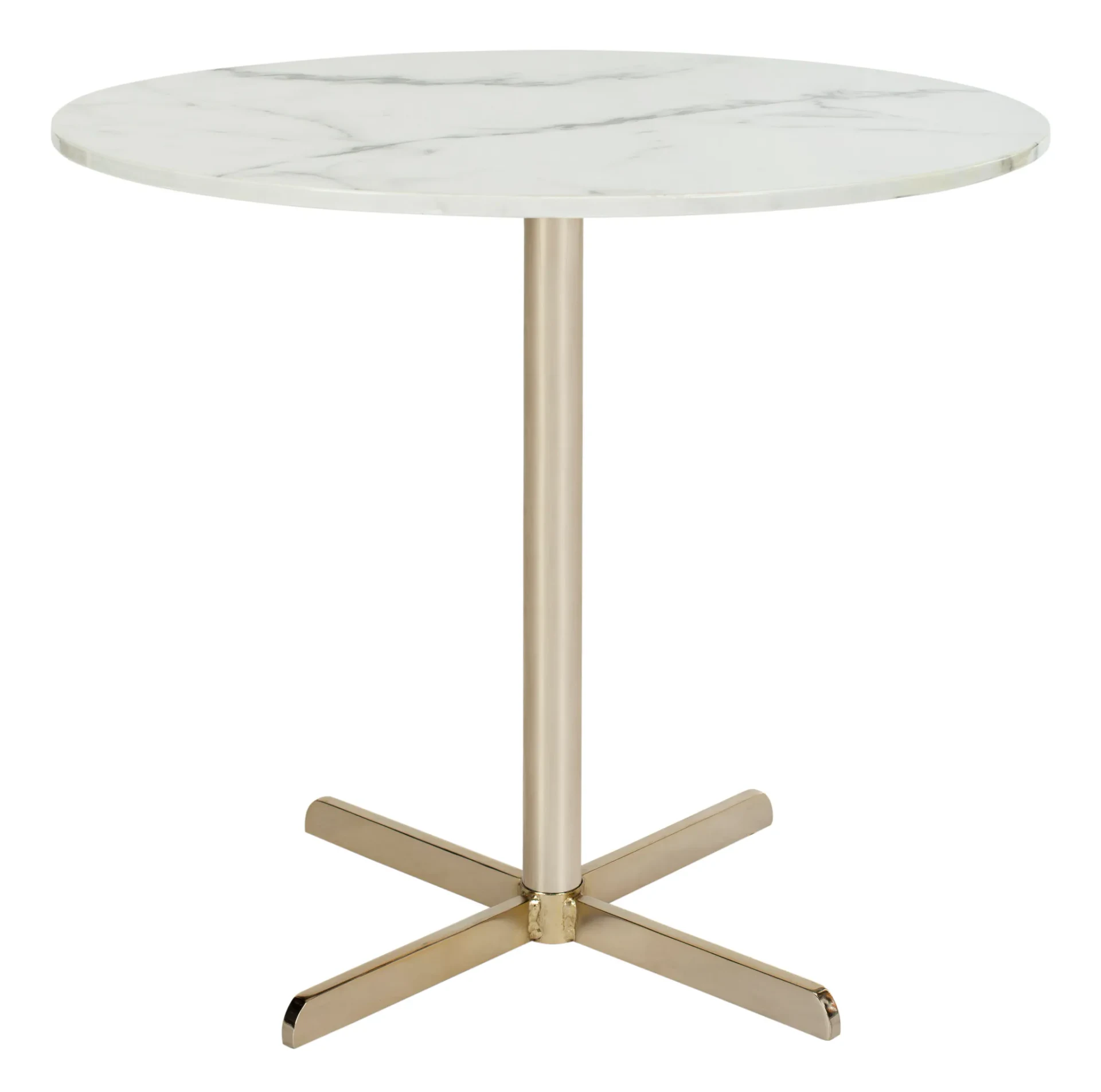 Winnie Round Side Table in White / Brass