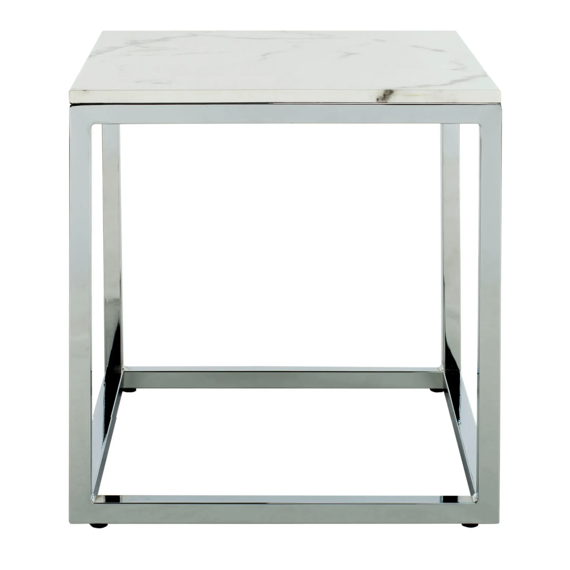 Bethany Square End Table in White / Chrome