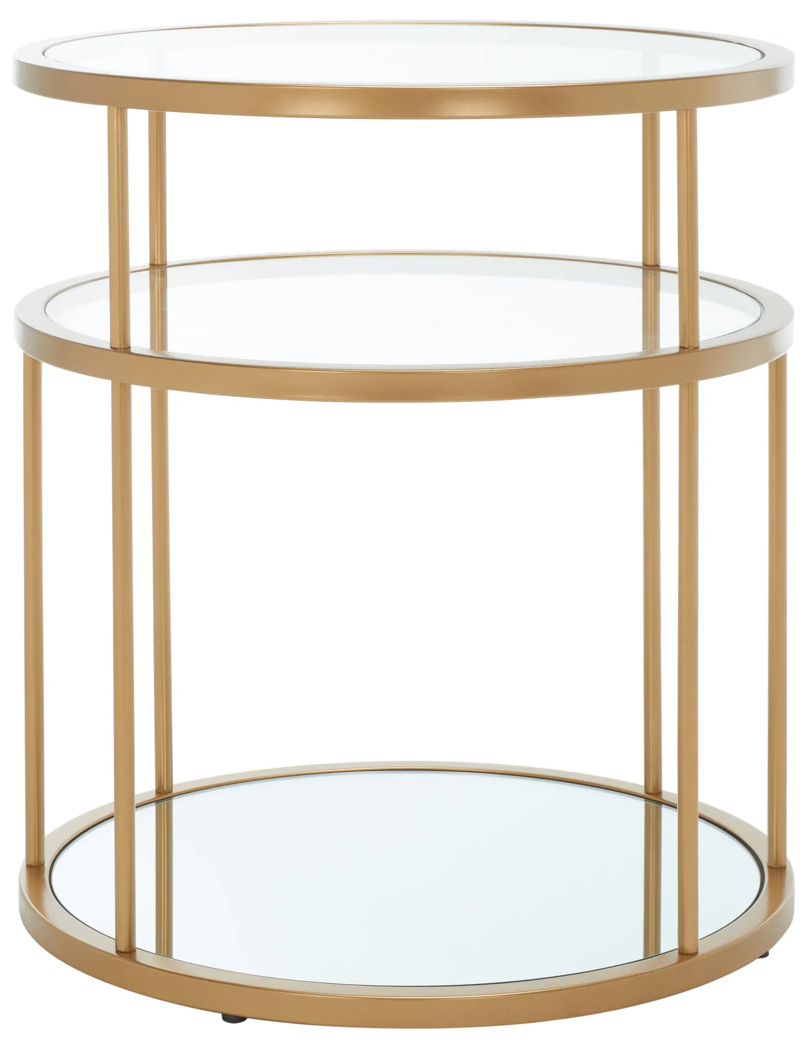 Layta Three-Shelf Accent Table in Gold / Clear