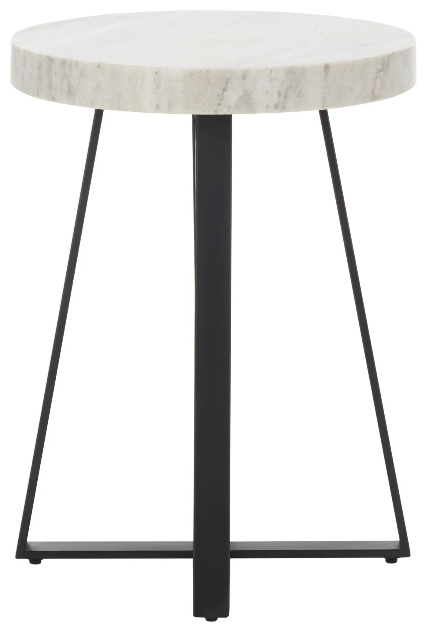 Guenon Round Accent Table in Gray Marble / Black
