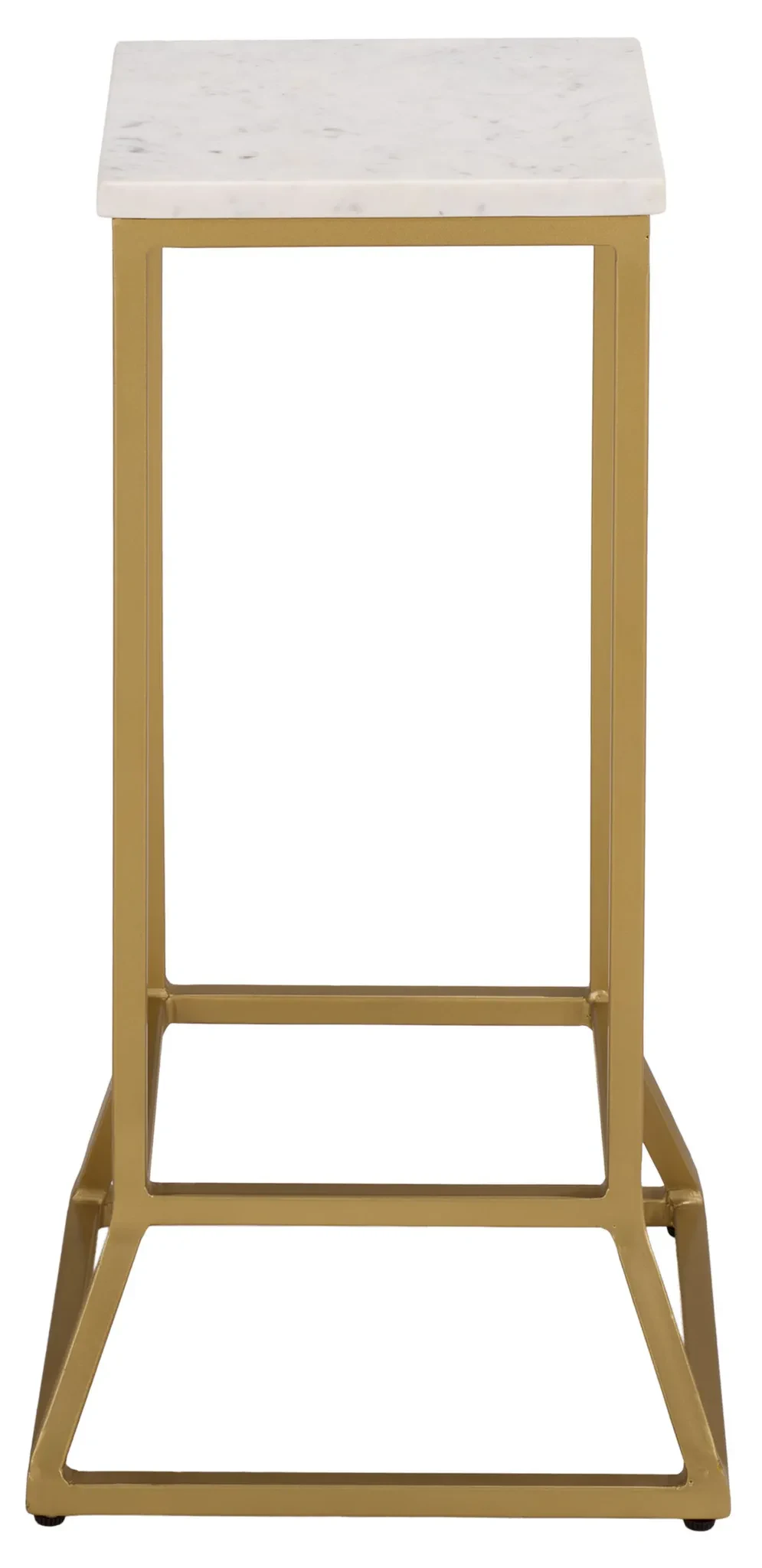 Danessa Square Drink Accent Table in White Marble / Gold