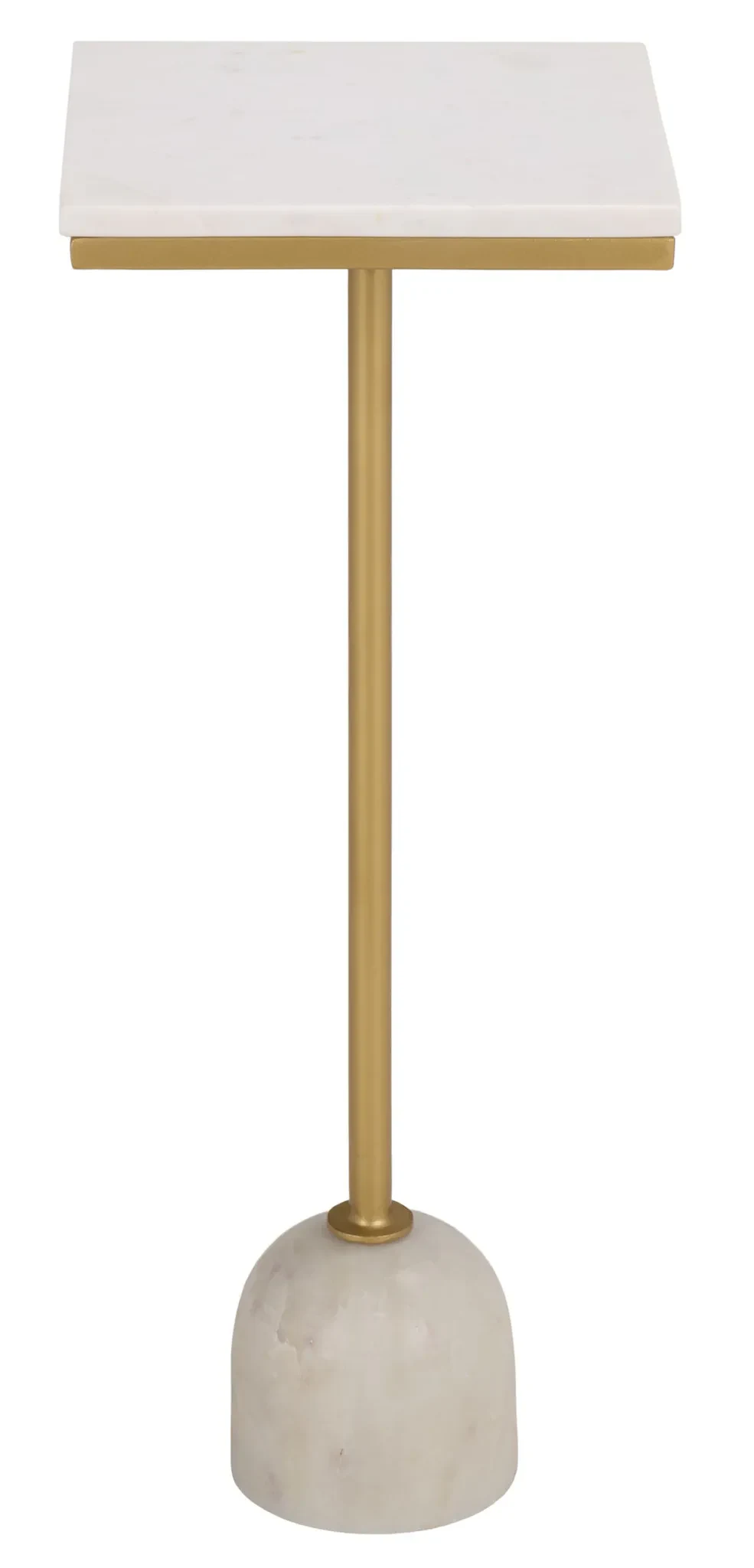 Devota Square Drink Accent Table in White / Gold