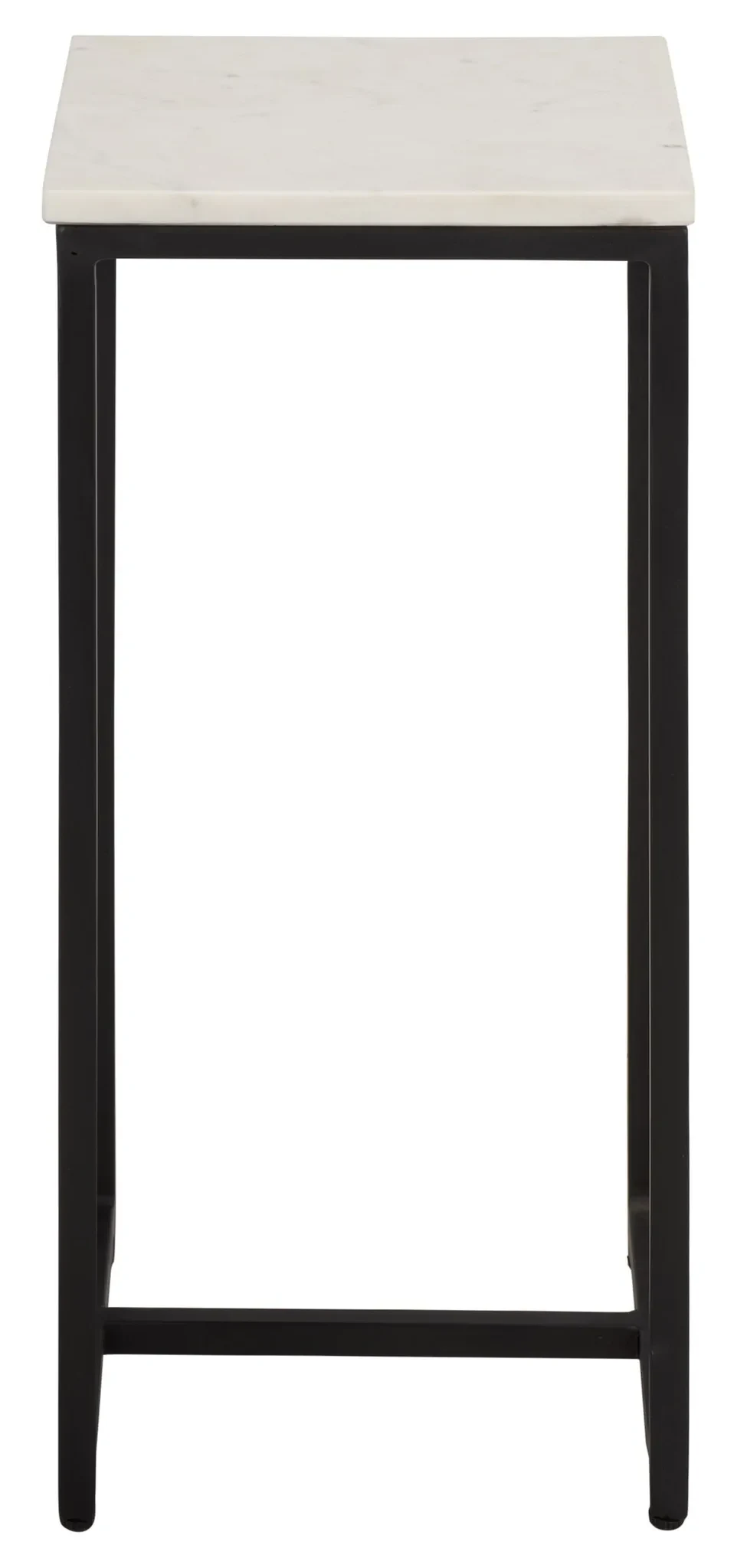 Dimitar Square Drink Accent Table in White Marble / Black