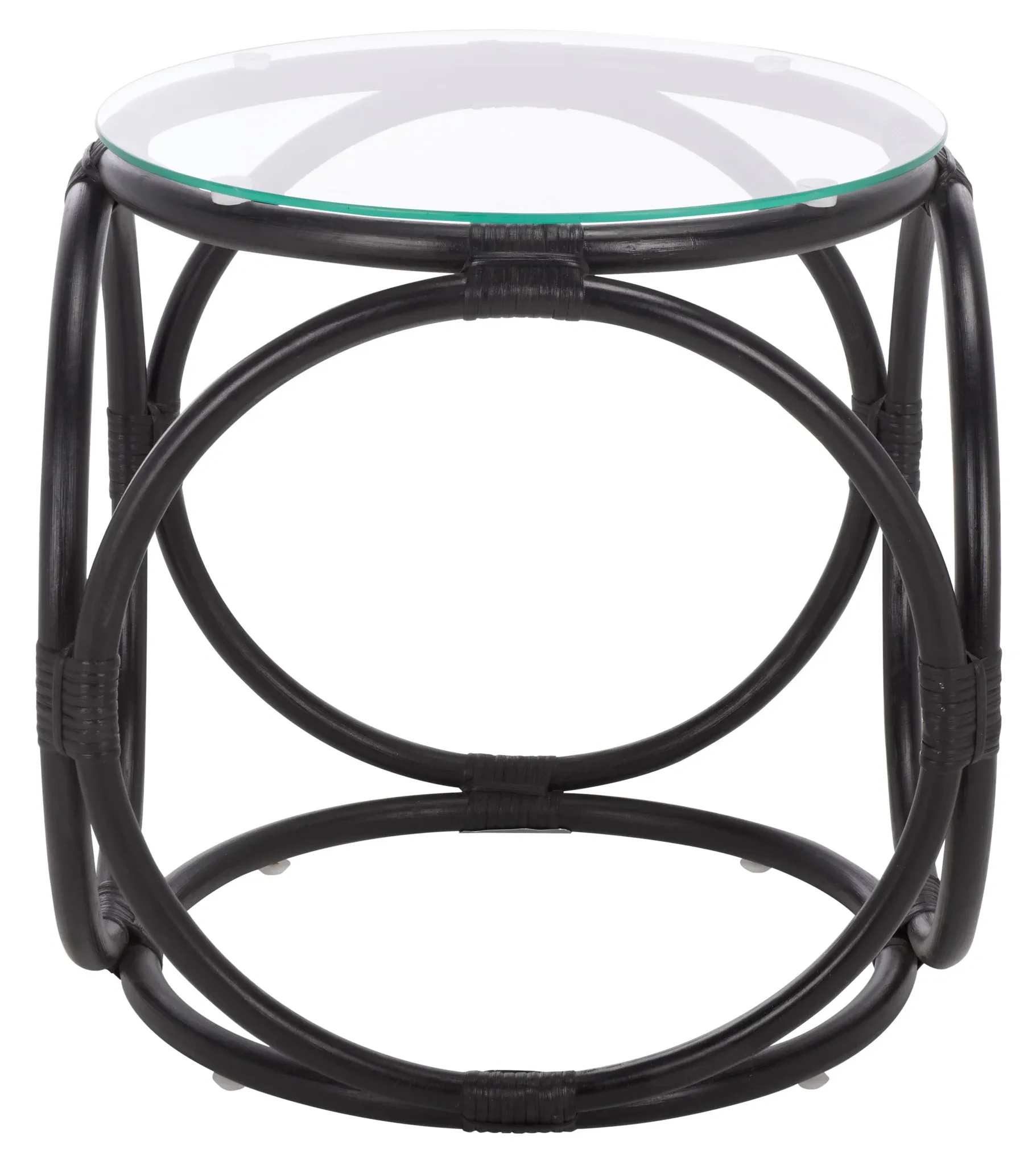 Alesha Round Accent Table in Black / Glass