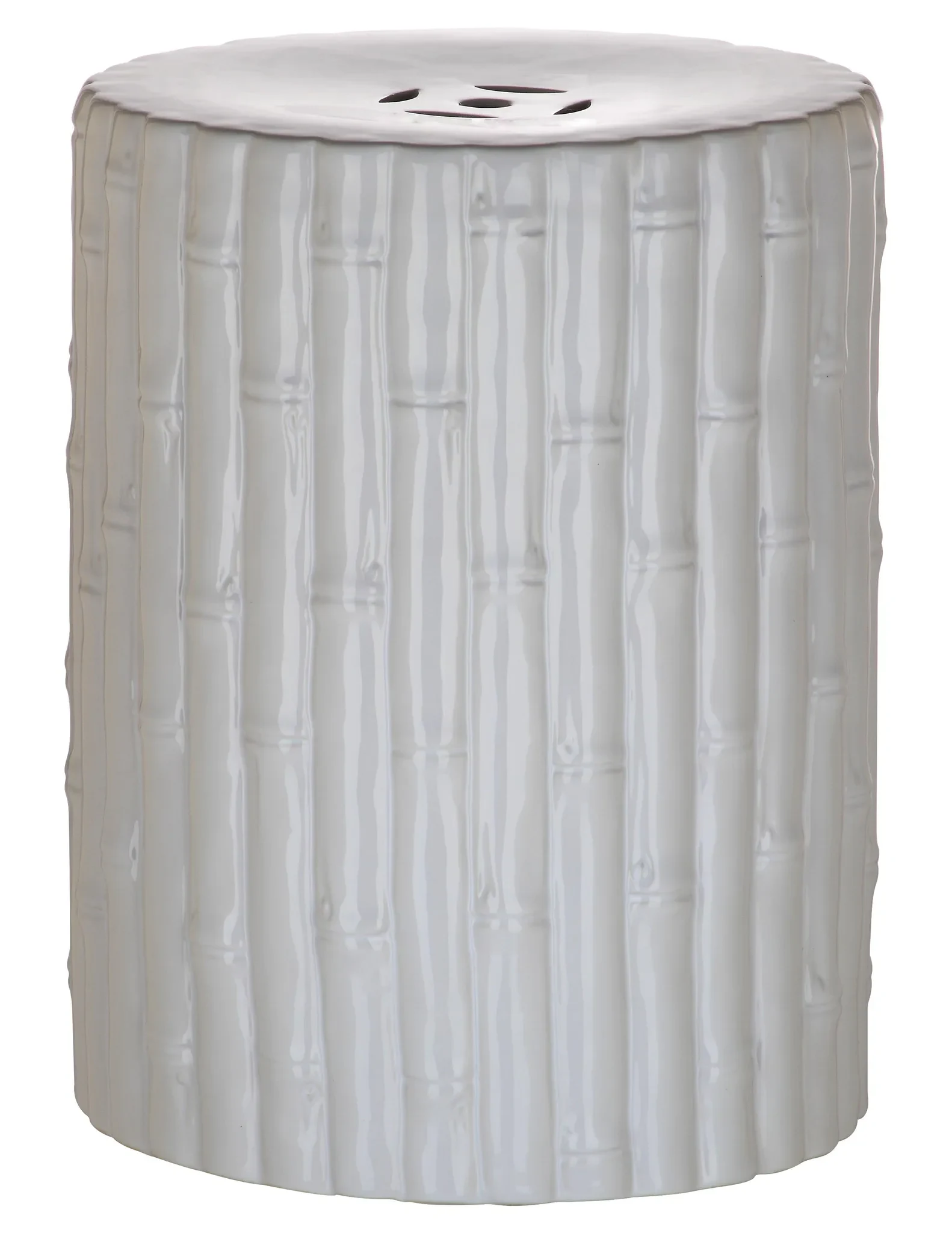 Bamboo Garden Stool in White