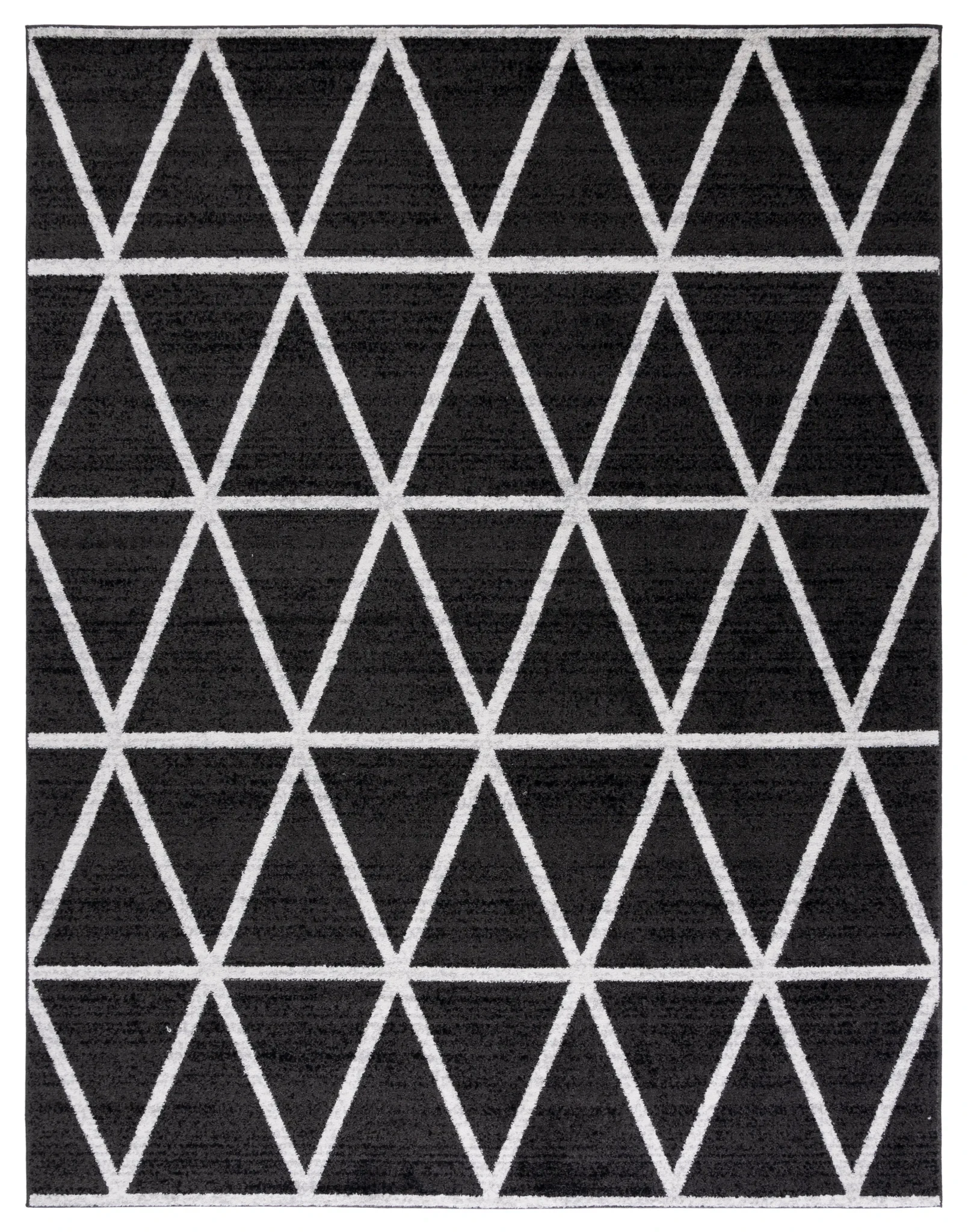 Adirondack Triangle Grid Rug in Black / Ivory