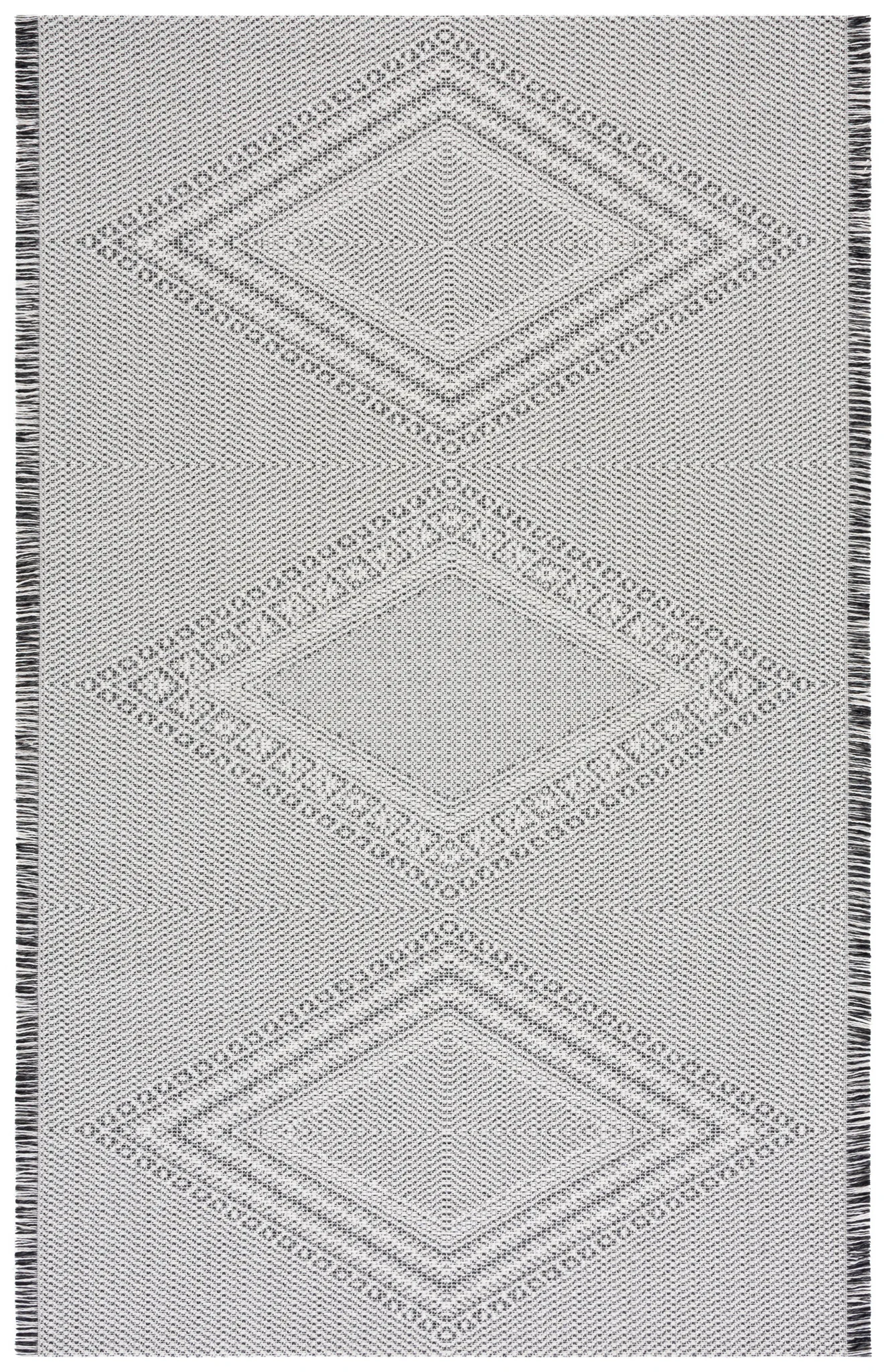 Augustine Concentric Diamond Rug in Ivory / Black