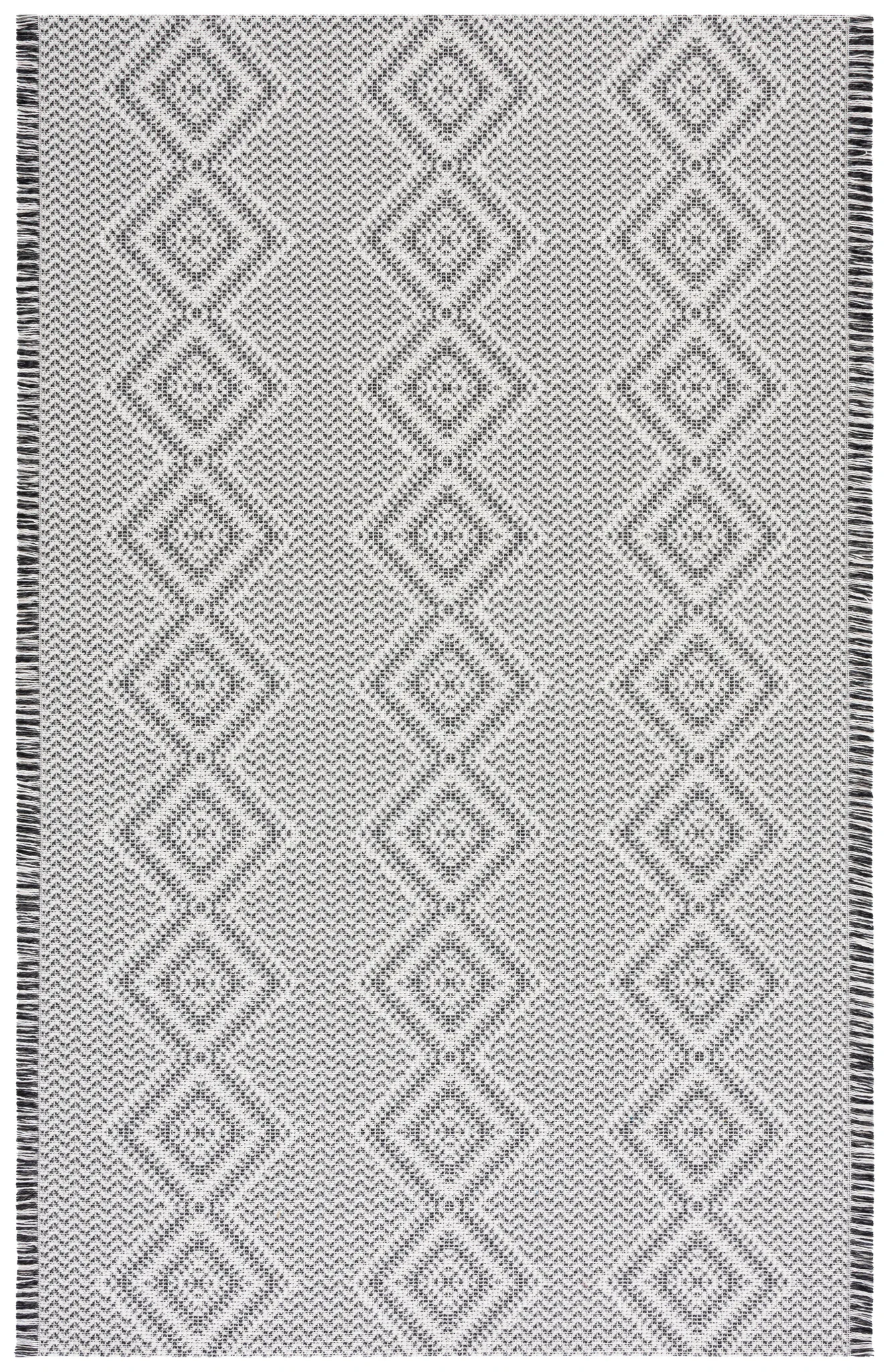 Augustine Diamond Column Rug in Ivory / Black