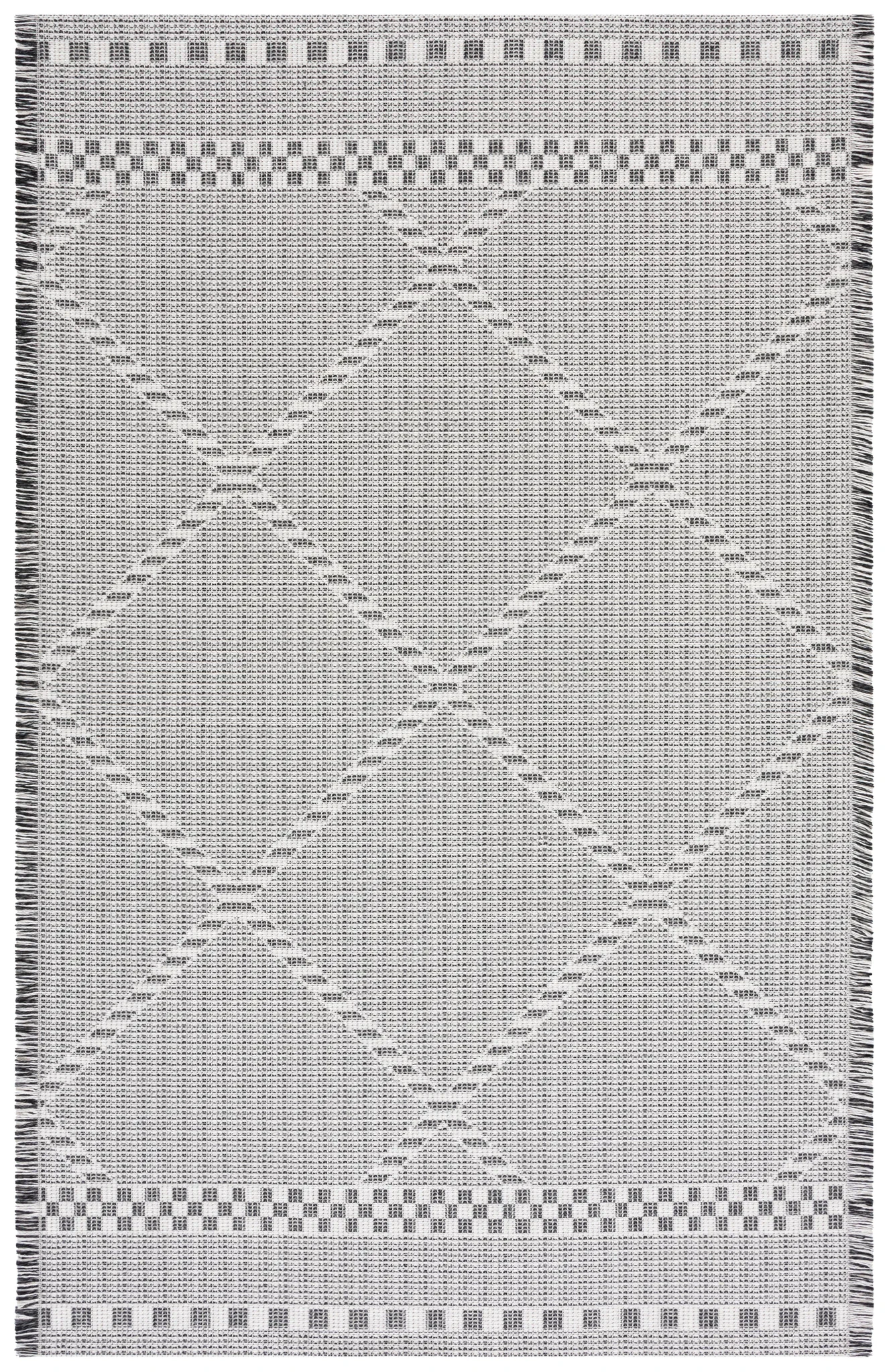 Augustine Large Scale Diamond Rug in Ivory / Black
