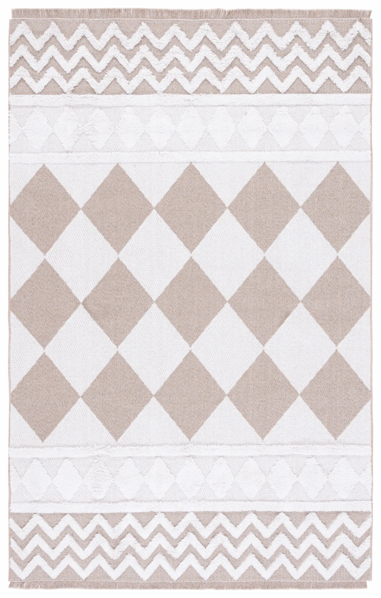 Augustine Chevron Diamond Rug in Ivory / Beige