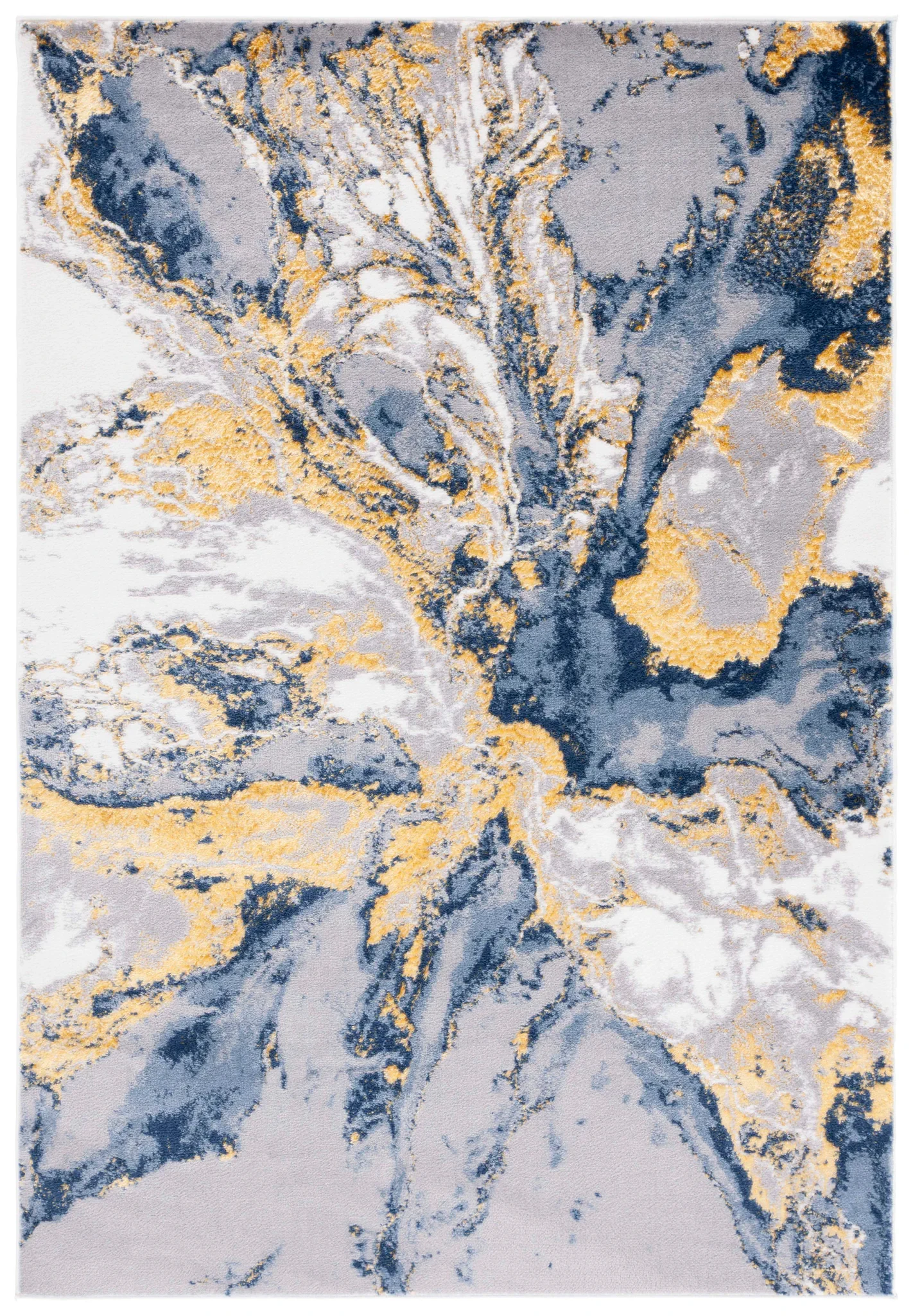 Amelia Geode Abstract Rug in Blue / Gold
