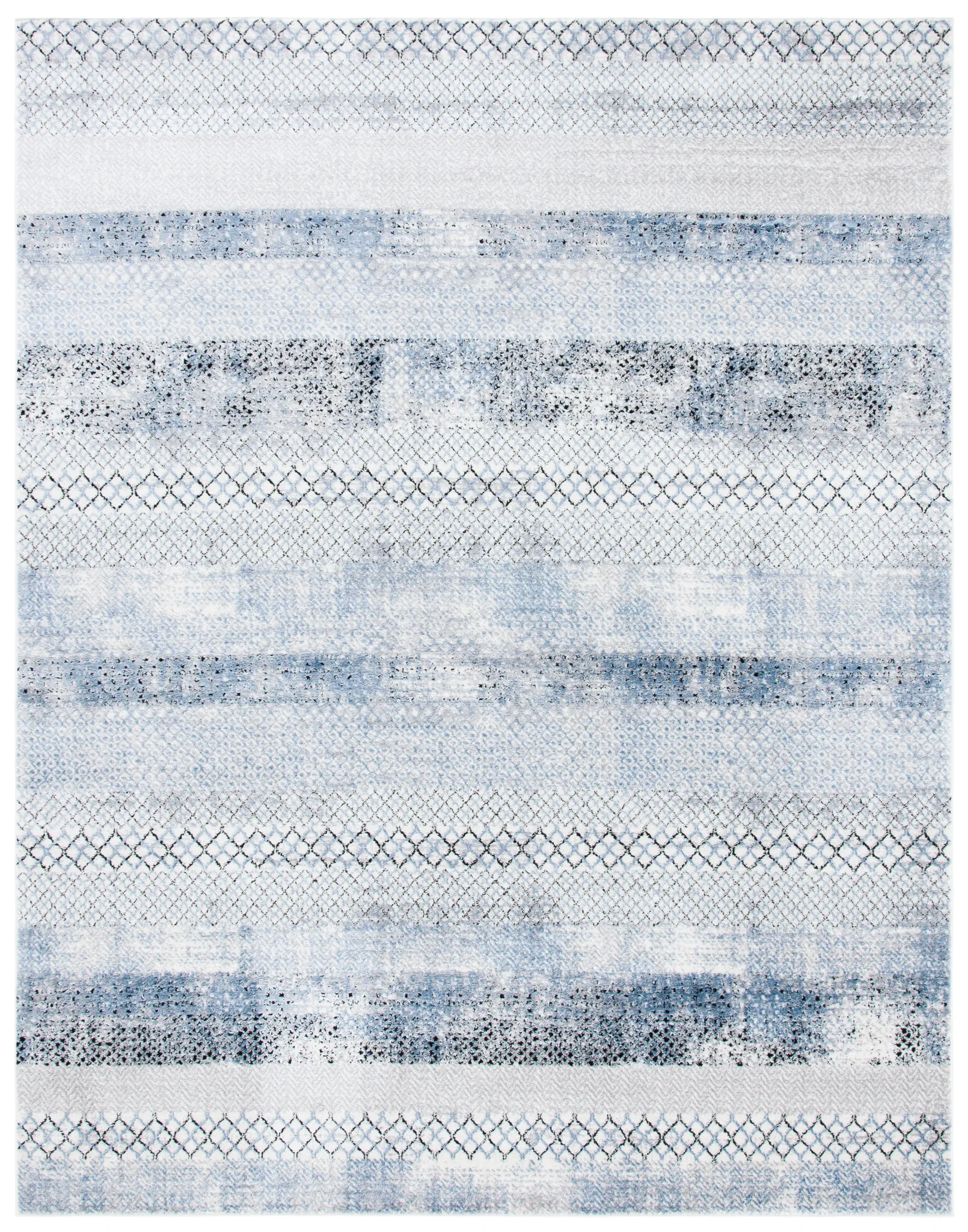 Amelia Distressed Stripe Rug in Gray / Light Blue