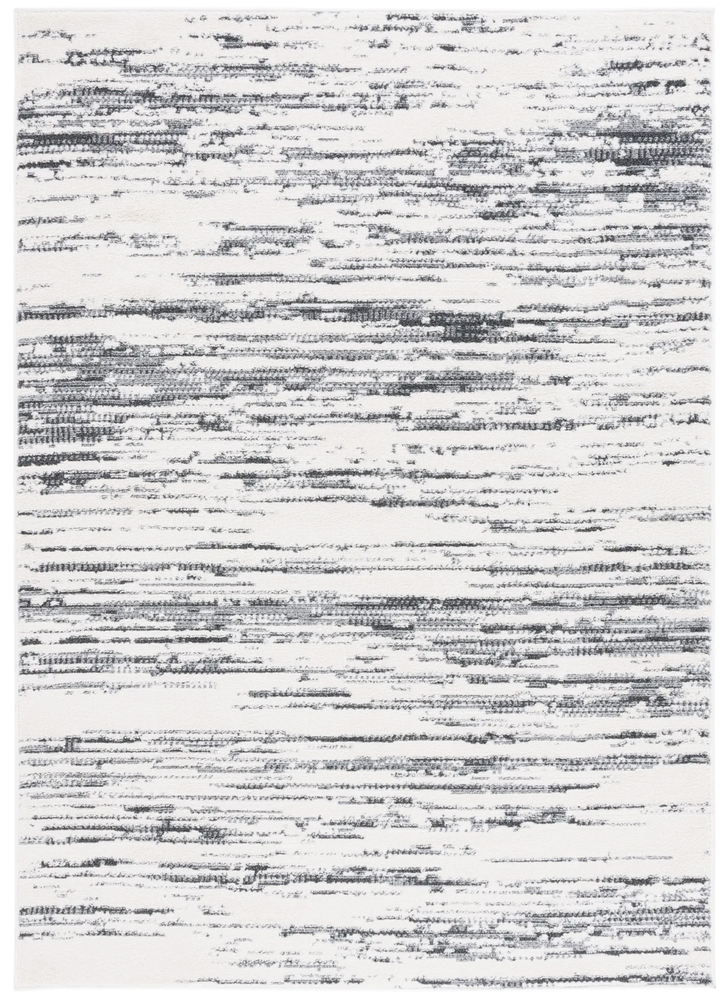 Alamo Linear Abstract Rug in Charcoal / Ivory