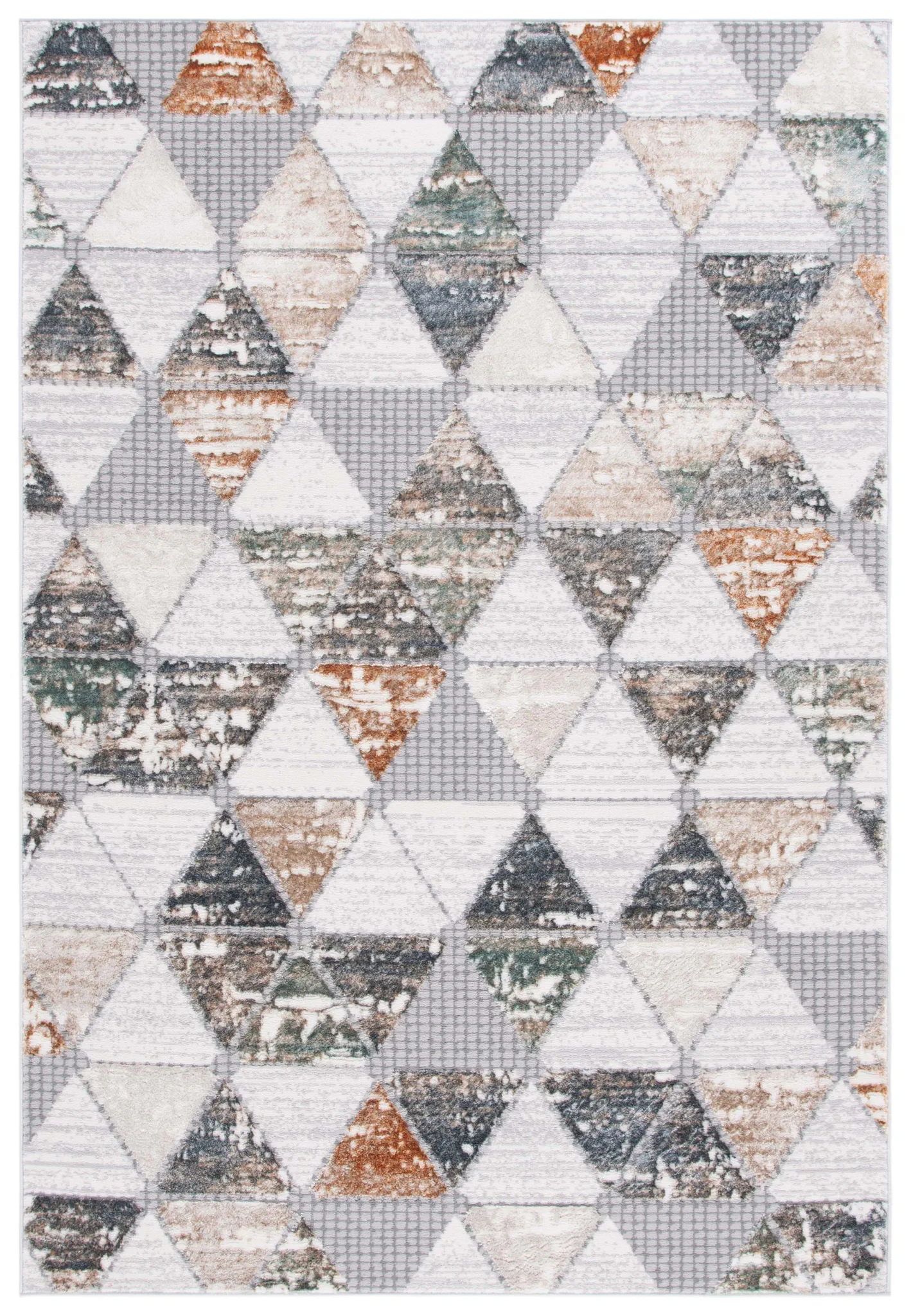 Alenia Interlocking Triangle Rug in Gray / Beige