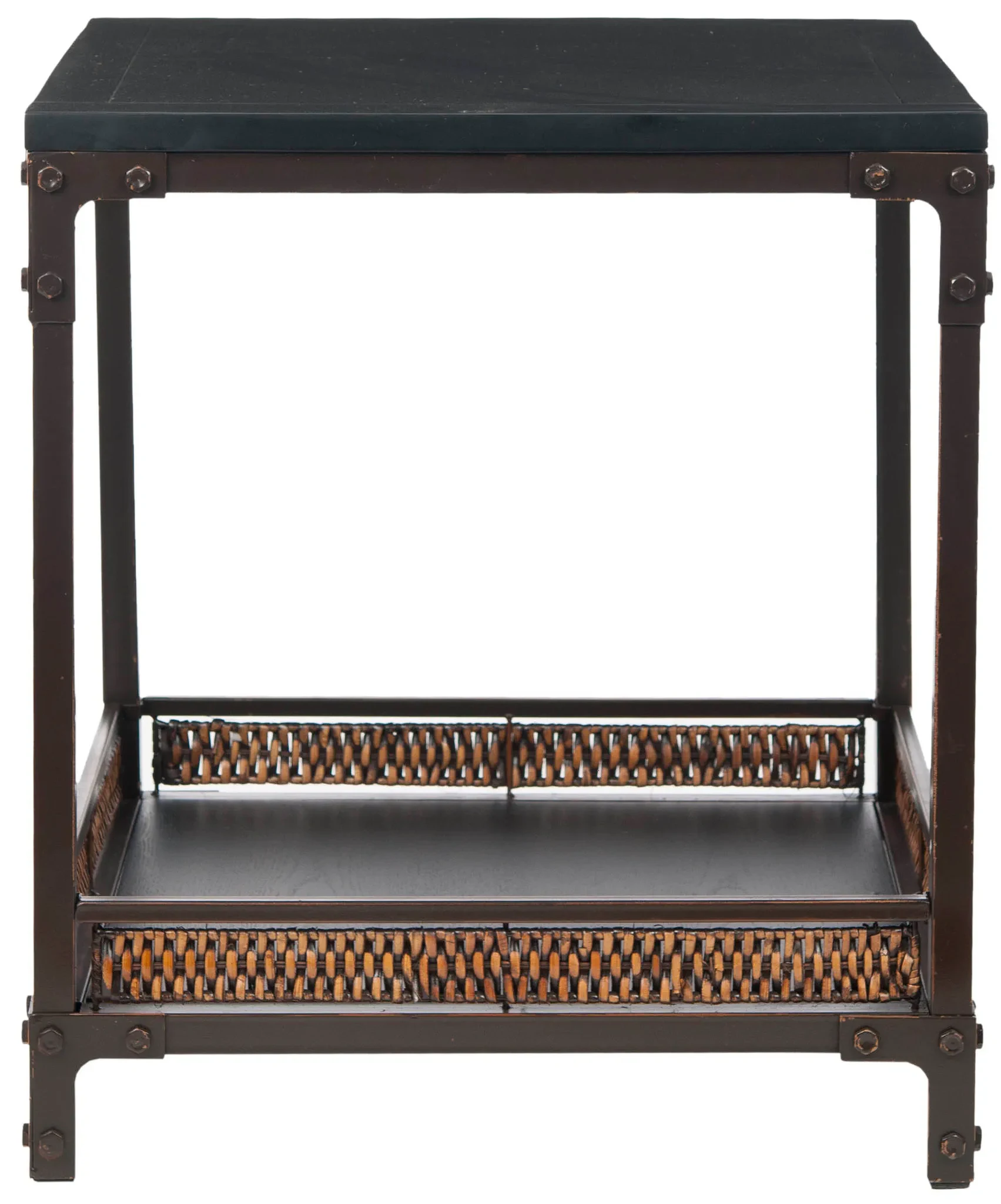 Dinesh End Table in Black / Dark Walnut