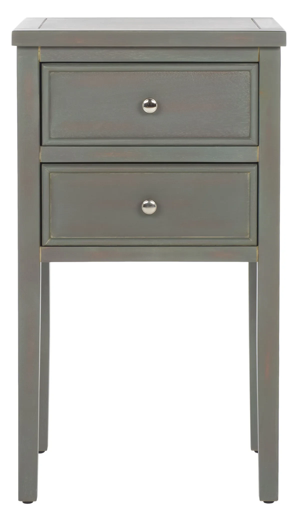 Toby Accent Table With Storage Drawers in Ash Gray