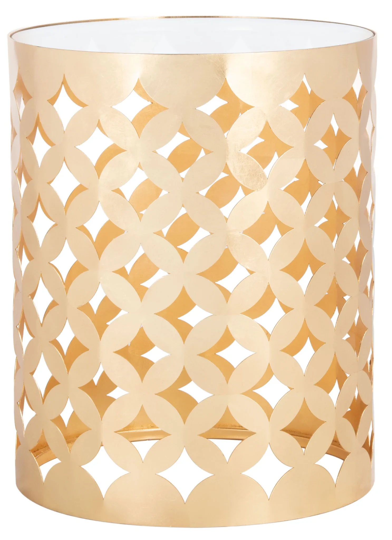 Cairo Round Gold Leaf End Table in Gold