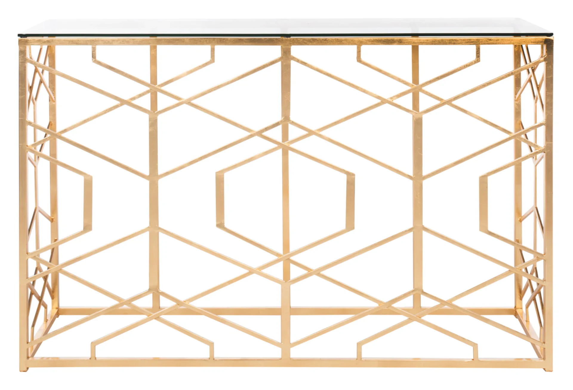Sean Gold Leaf Console Table in Gold