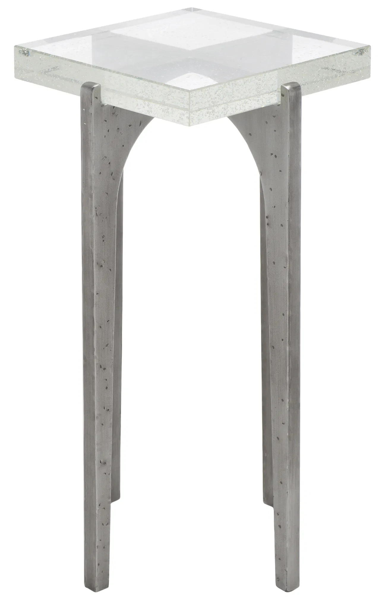 Tawny Square Bubble Glass Accent Table in Silver / Clear