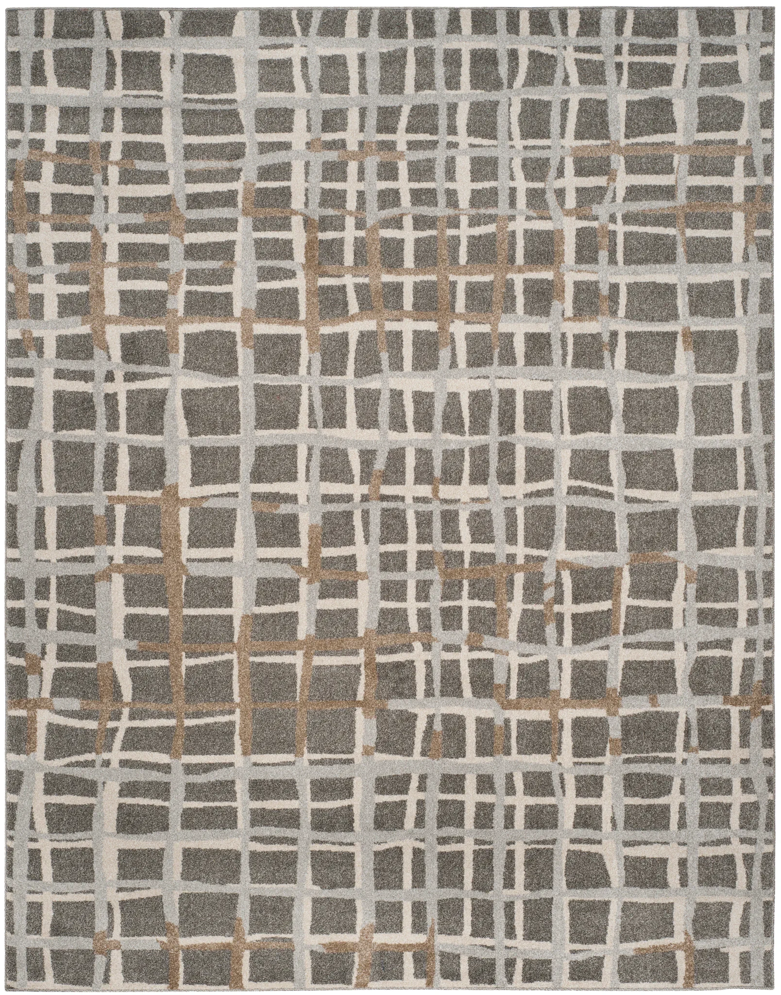 Amherst Grid Rug in Gray / Ivory