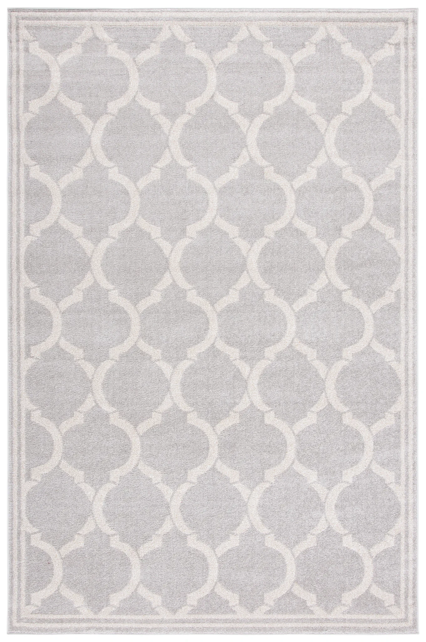 Amherst Trellis Bordered Rug in Light Gray / Ivory