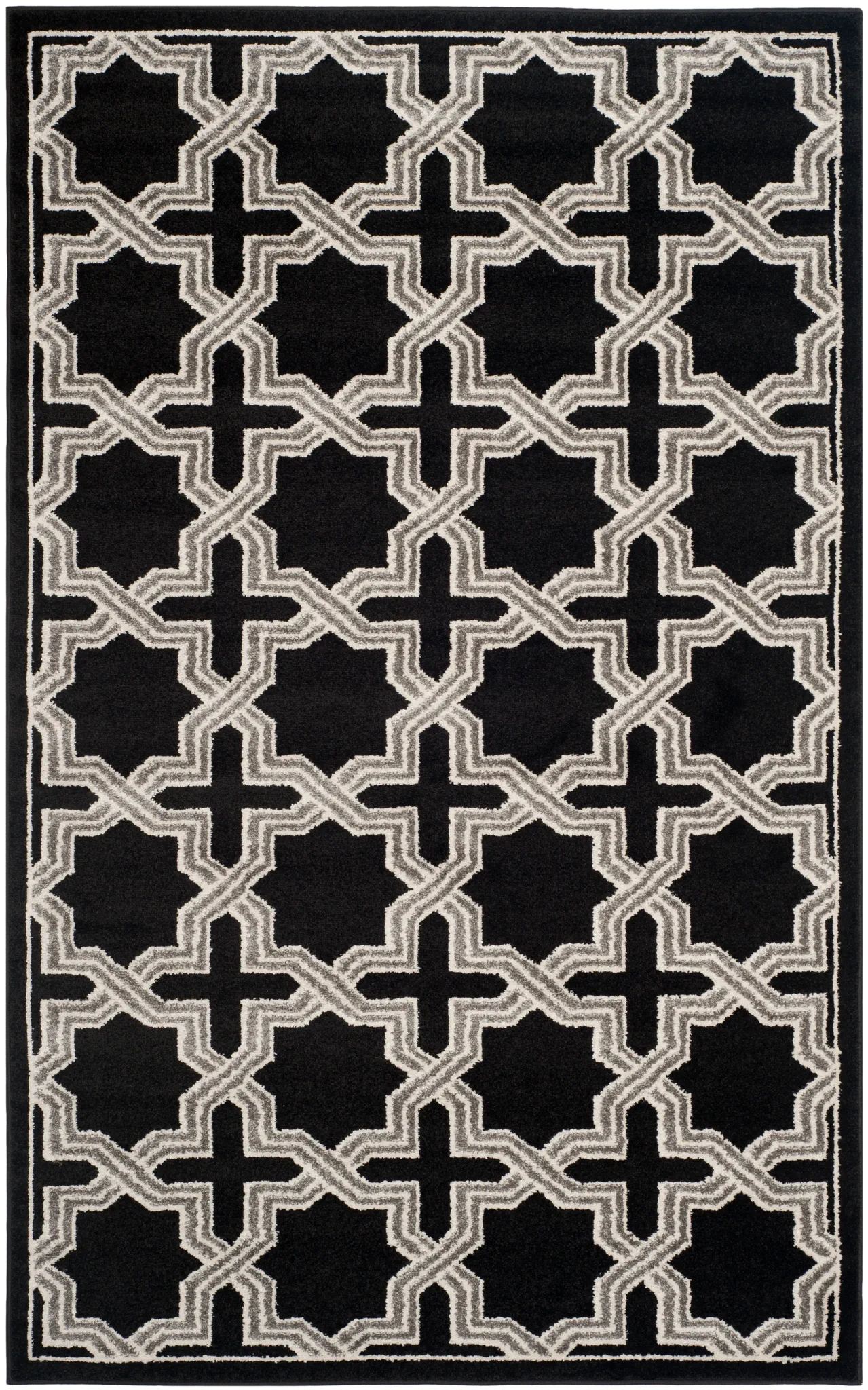 Amherst Interlocking Trellis Rug in Anthracite / Gray