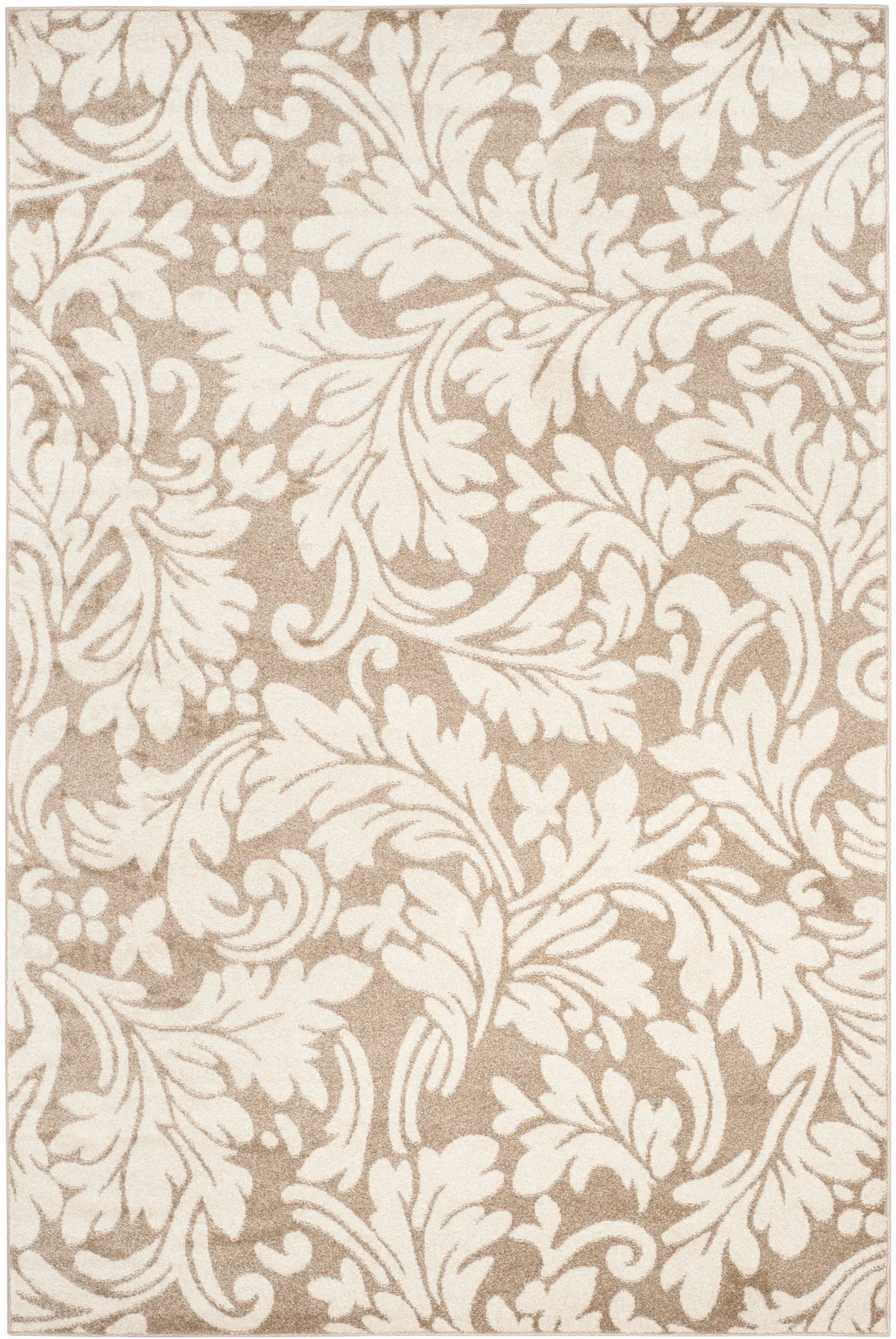 Amherst Scrolling Leaf Rug in Wheat / Beige