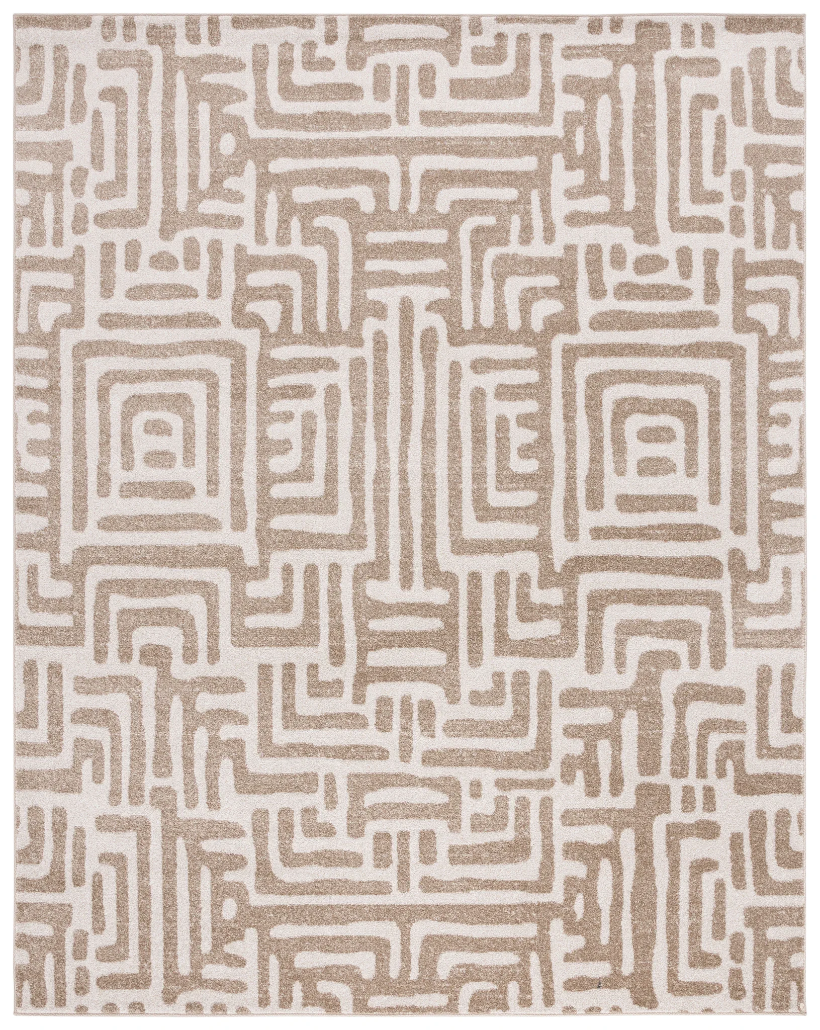Amherst Interlocking Maze Rug in Beige / Cream