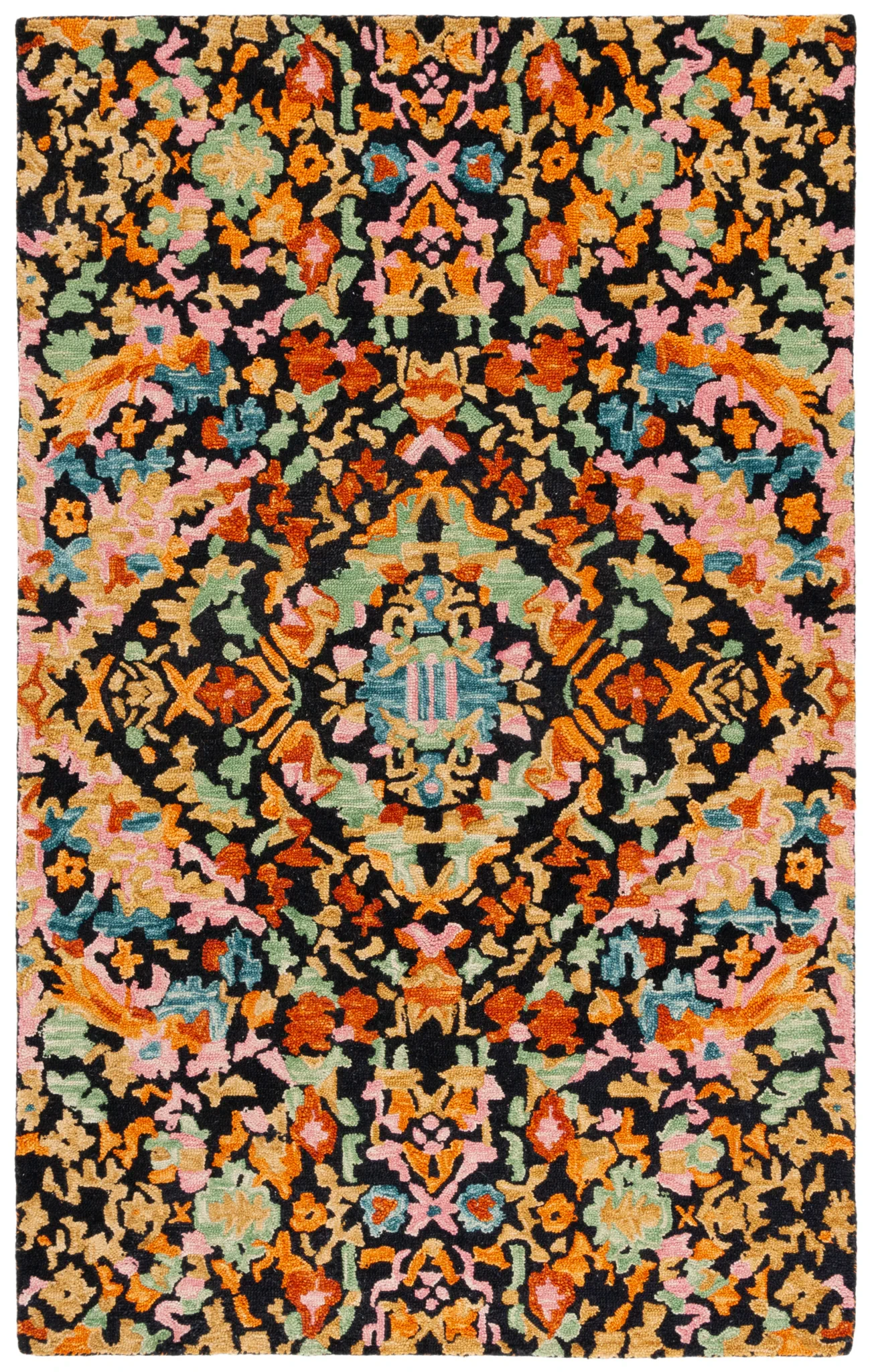 Aspen Mosaic Medallion Hand-Tufted Wool Rug in Black / Rust