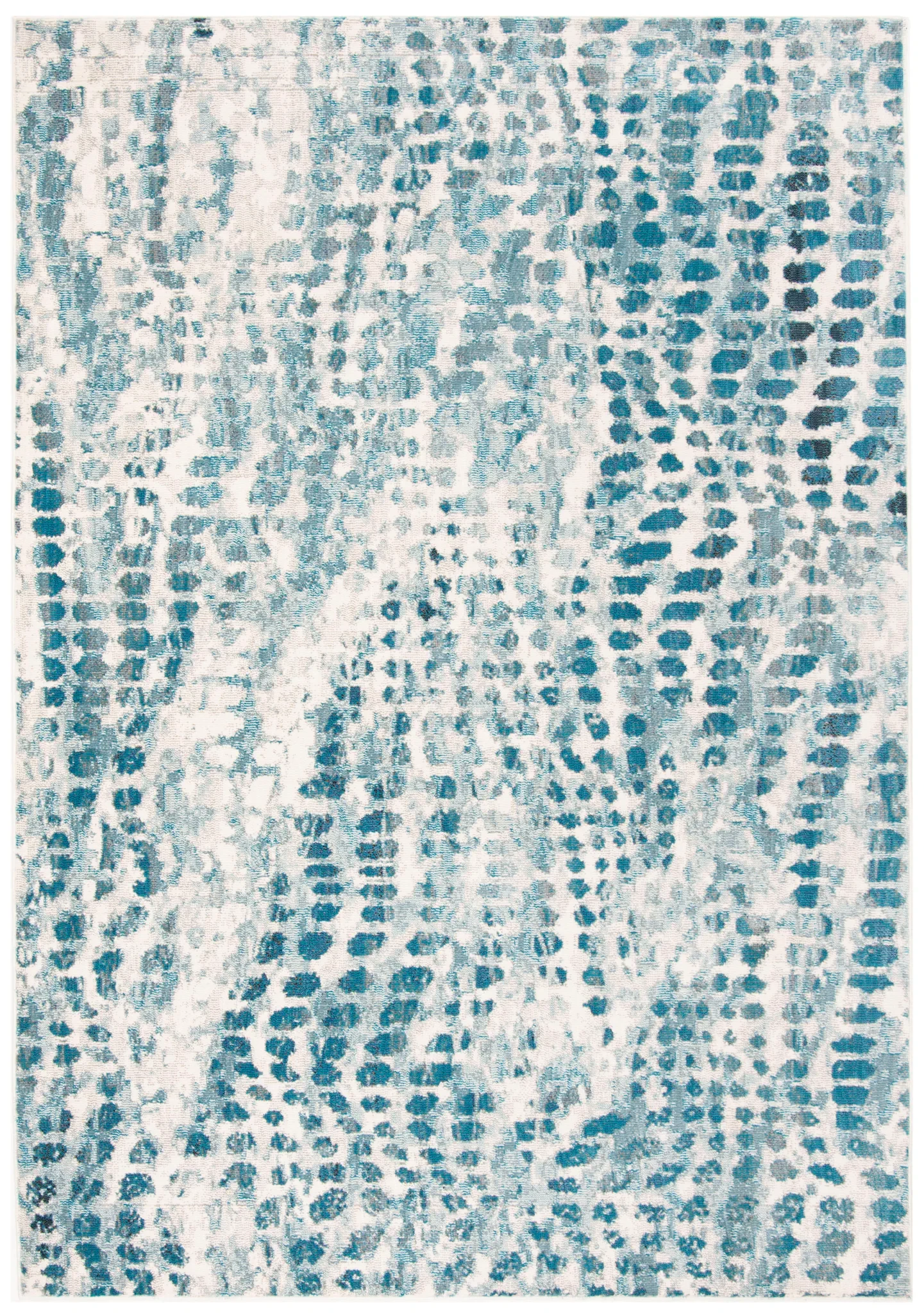 Aria Dotted Wave Rug in Cream / Teal
