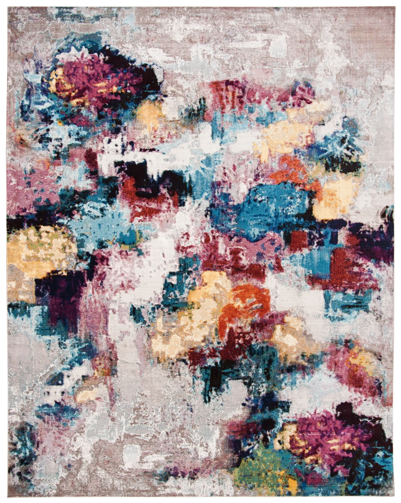 Aria Abstract Rug in Gray / Wine