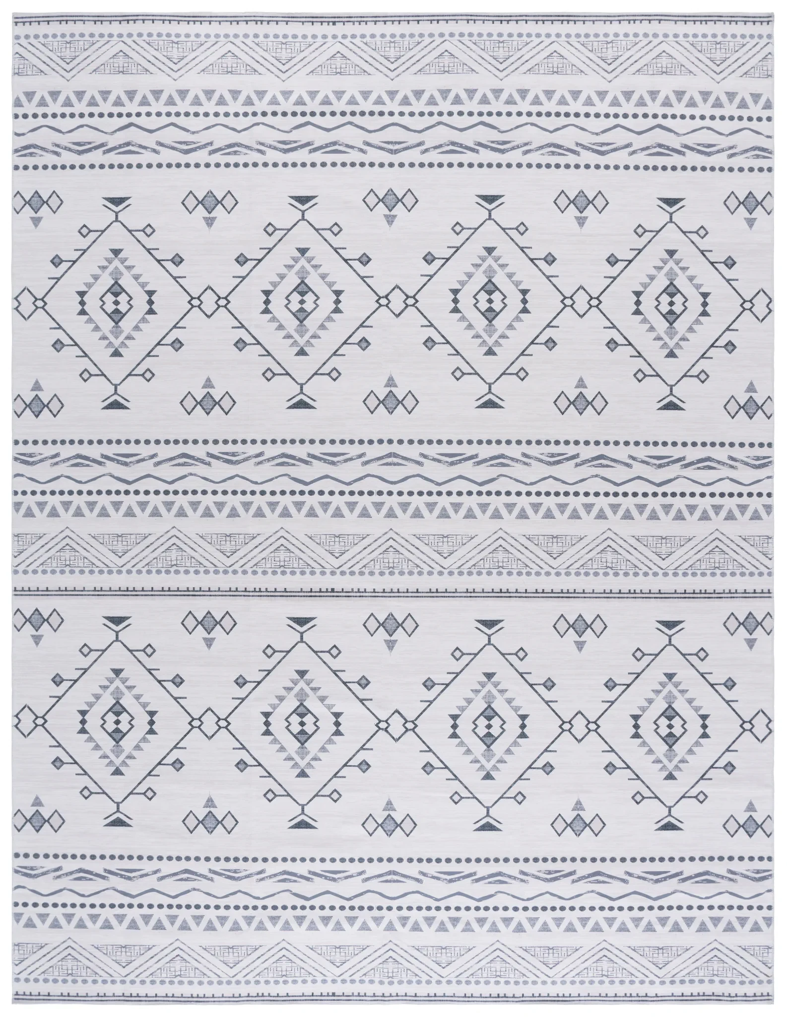 Arizona Banded Diamond Washable Rug in Beige / Charcoal